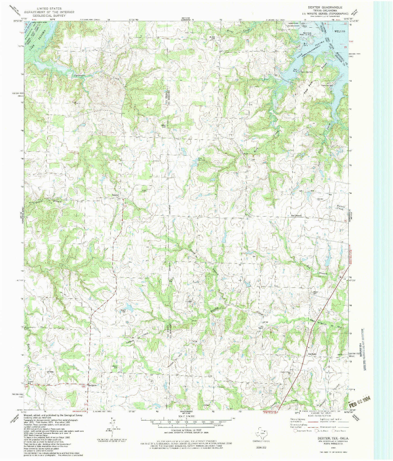 USGS 1:24000-SCALE QUADRANGLE FOR DEXTER, TX 1982