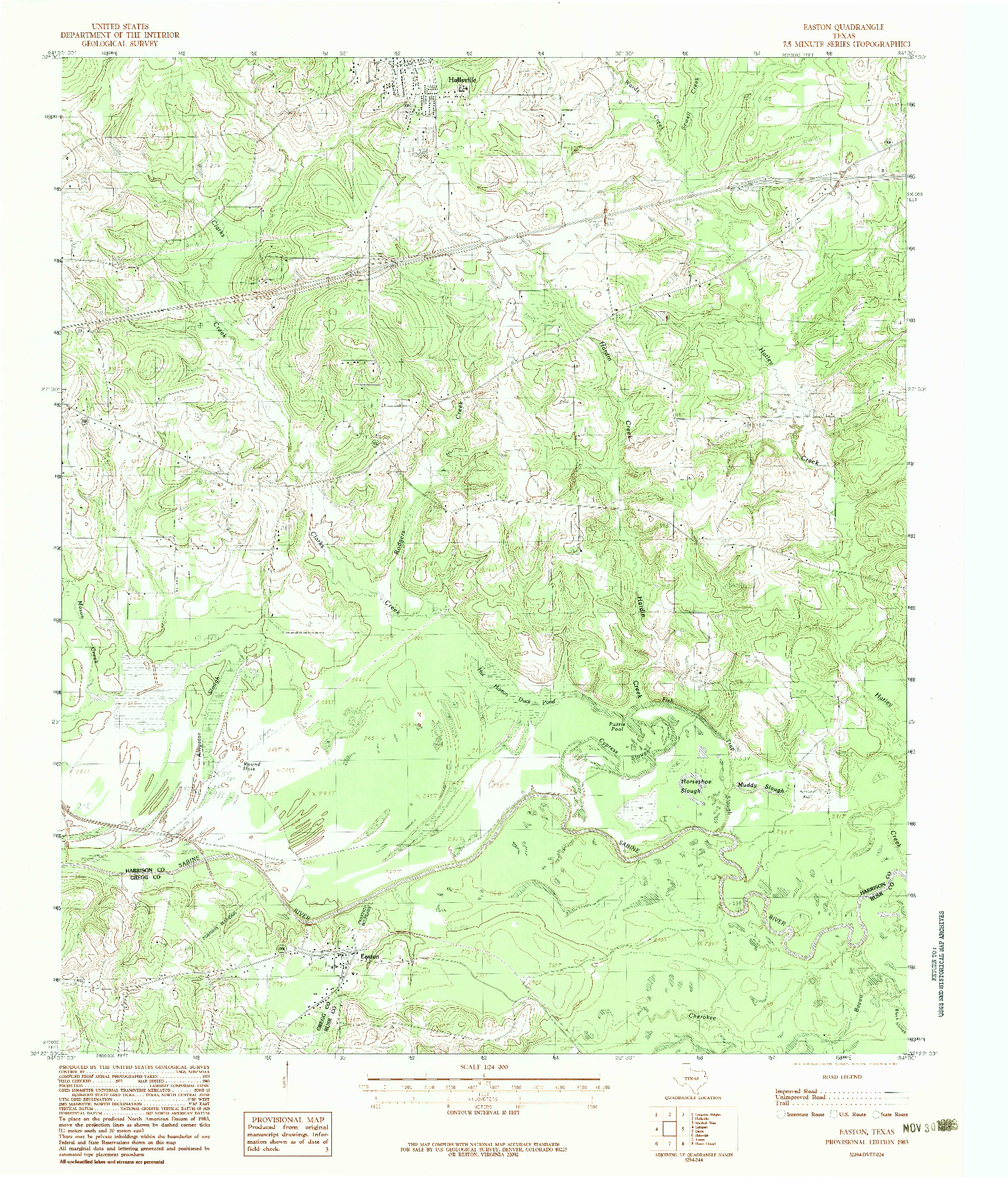 USGS 1:24000-SCALE QUADRANGLE FOR EASTON, TX 1983