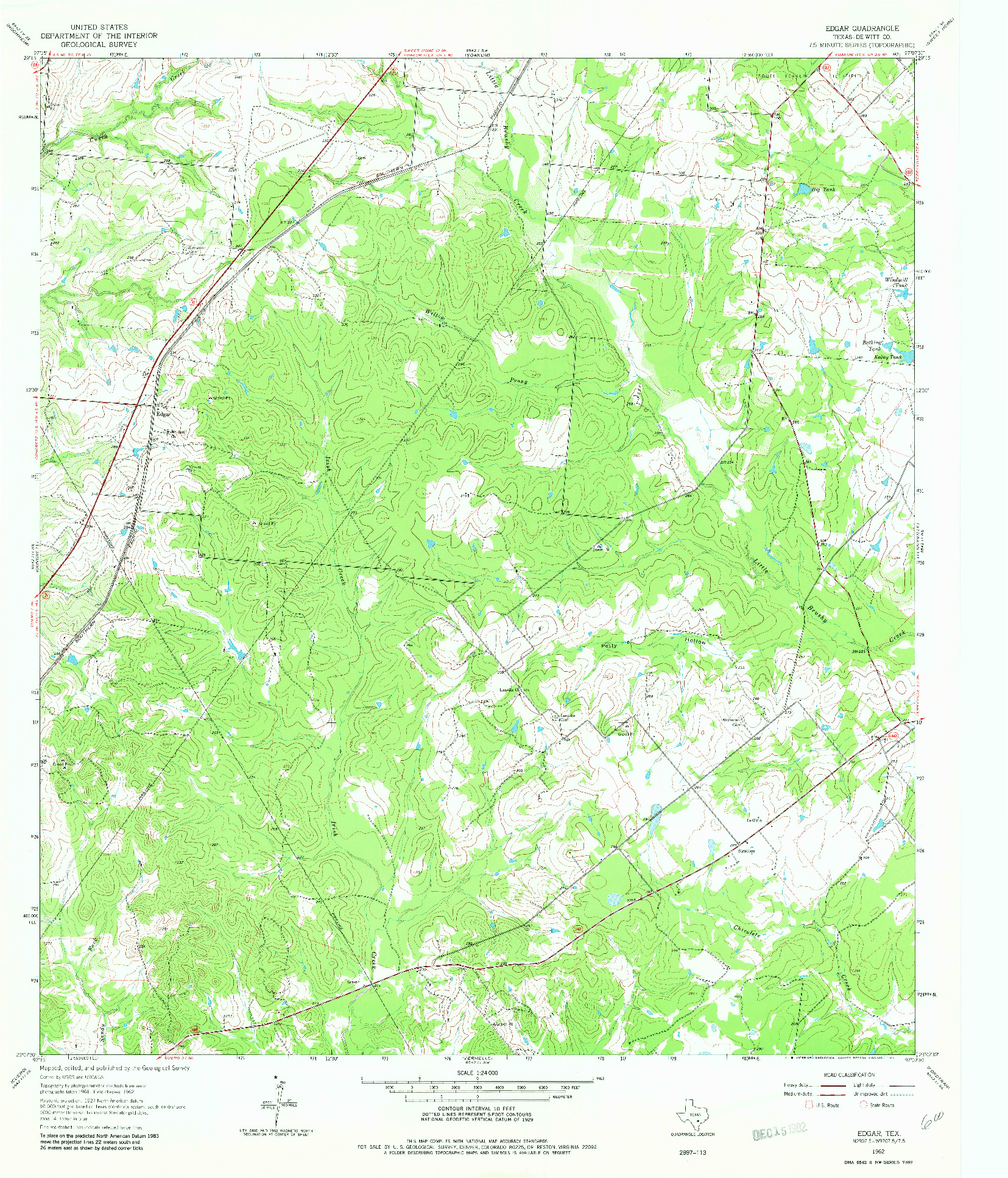 USGS 1:24000-SCALE QUADRANGLE FOR EDGAR, TX 1962