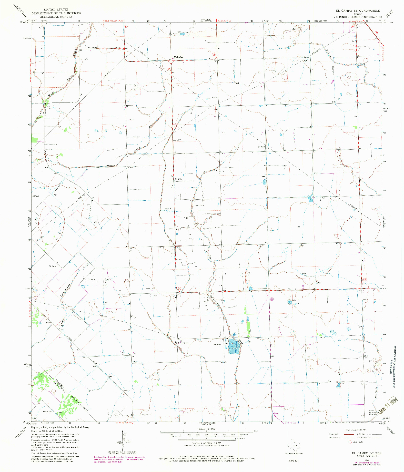 USGS 1:24000-SCALE QUADRANGLE FOR EL CAMPO SE, TX 1965