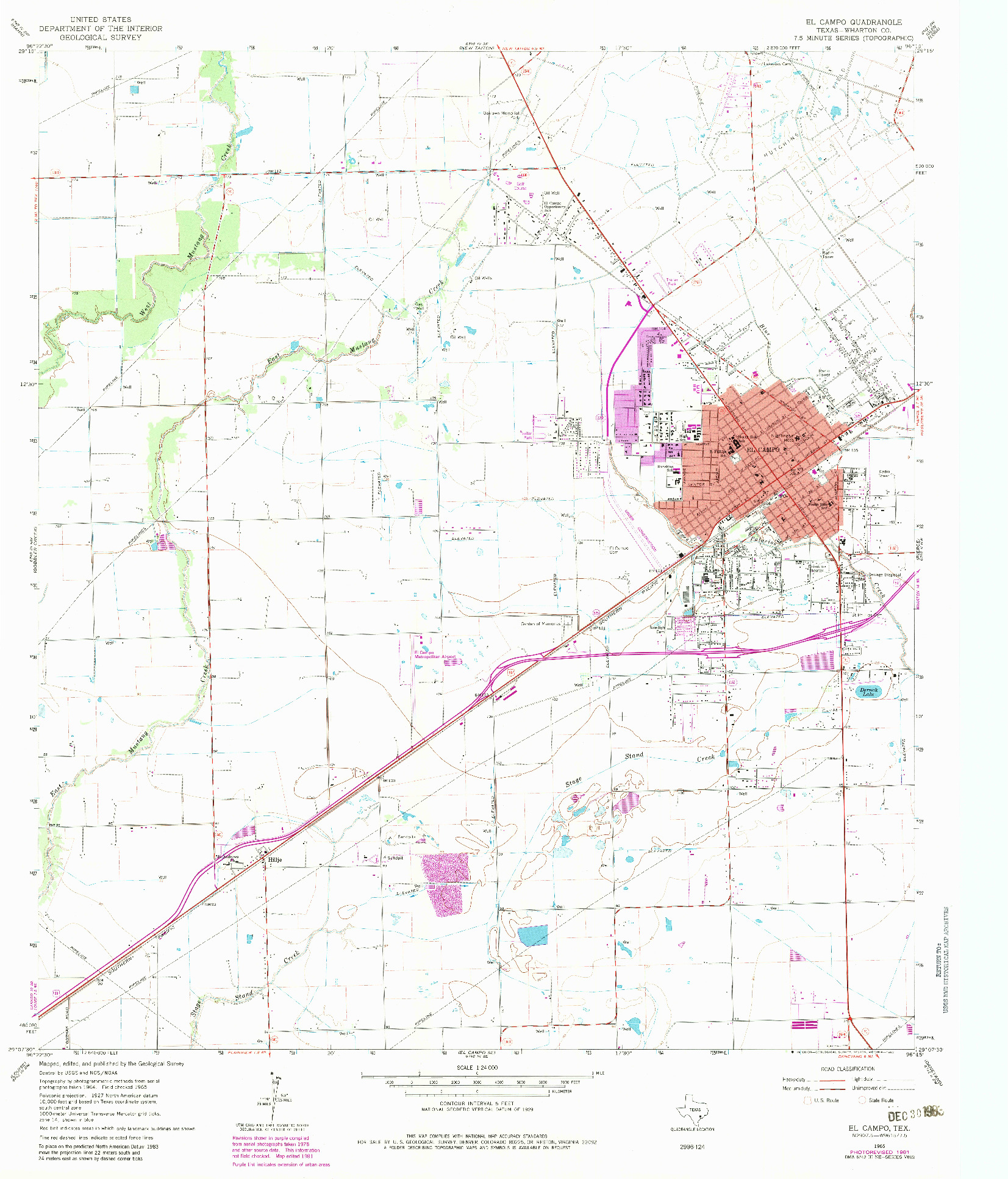 USGS 1:24000-SCALE QUADRANGLE FOR EL CAMPO, TX 1965