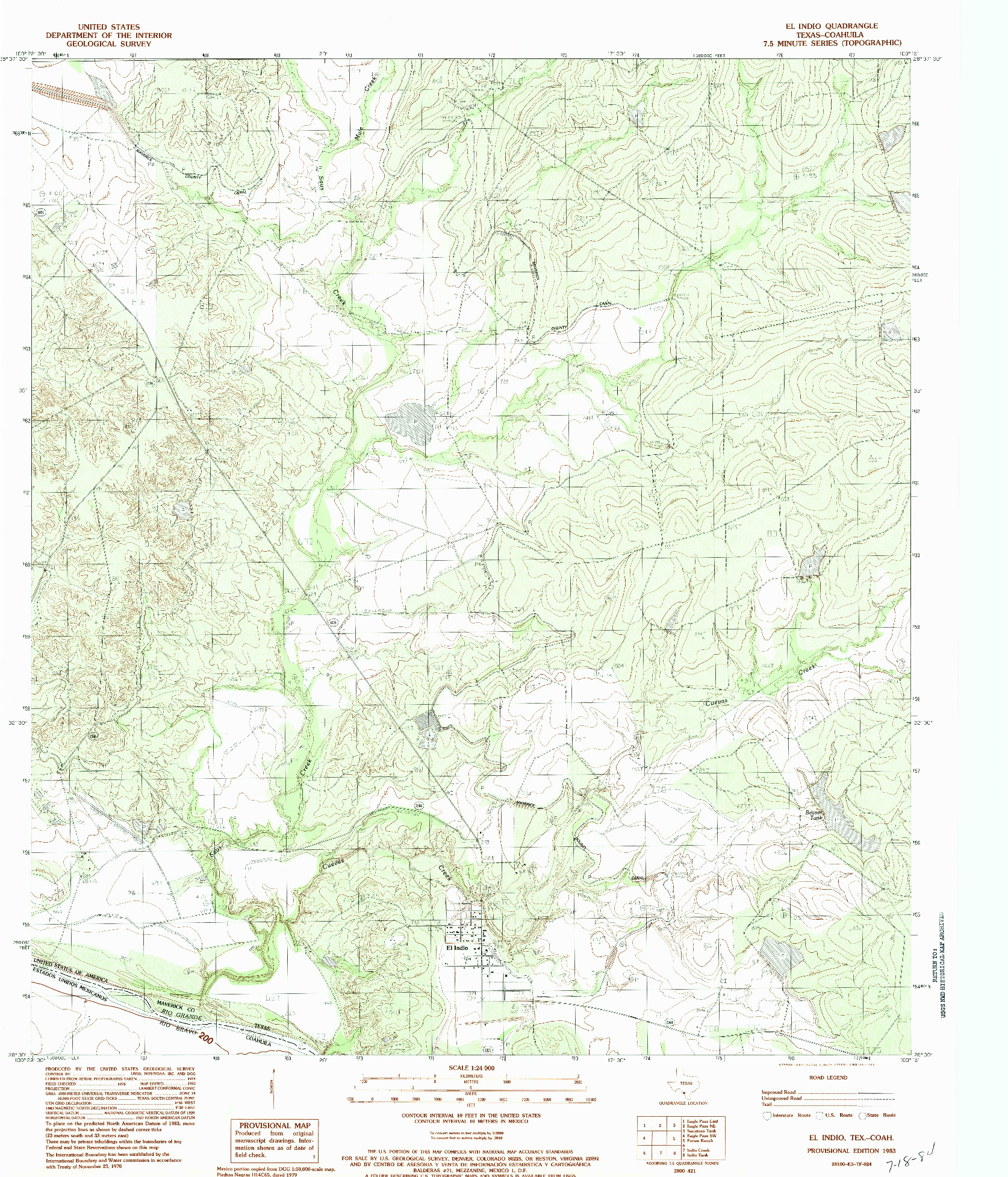 USGS 1:24000-SCALE QUADRANGLE FOR EL INDIO, TX 1983