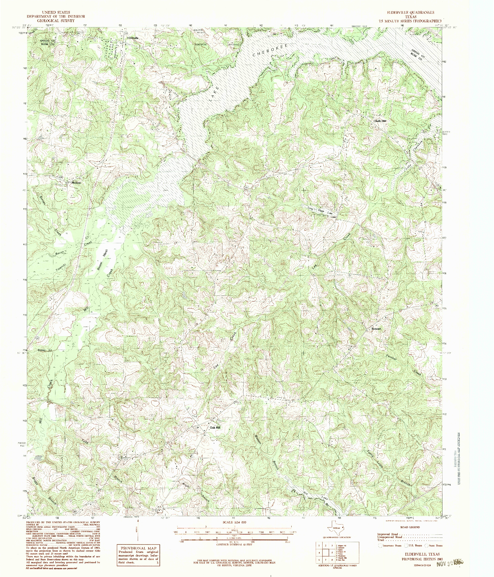 USGS 1:24000-SCALE QUADRANGLE FOR ELDERVILLE, TX 1983