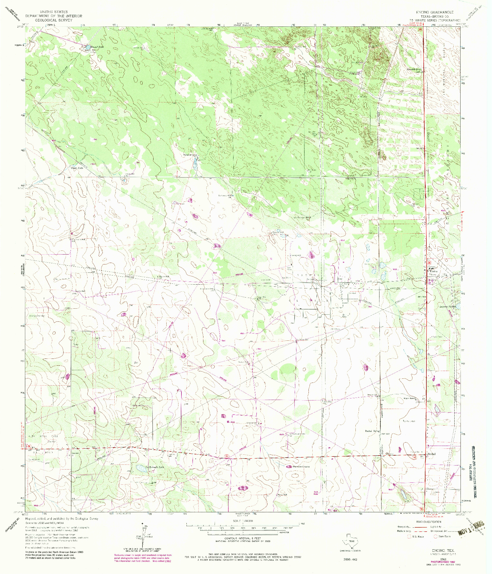 USGS 1:24000-SCALE QUADRANGLE FOR ENCINO, TX 1963