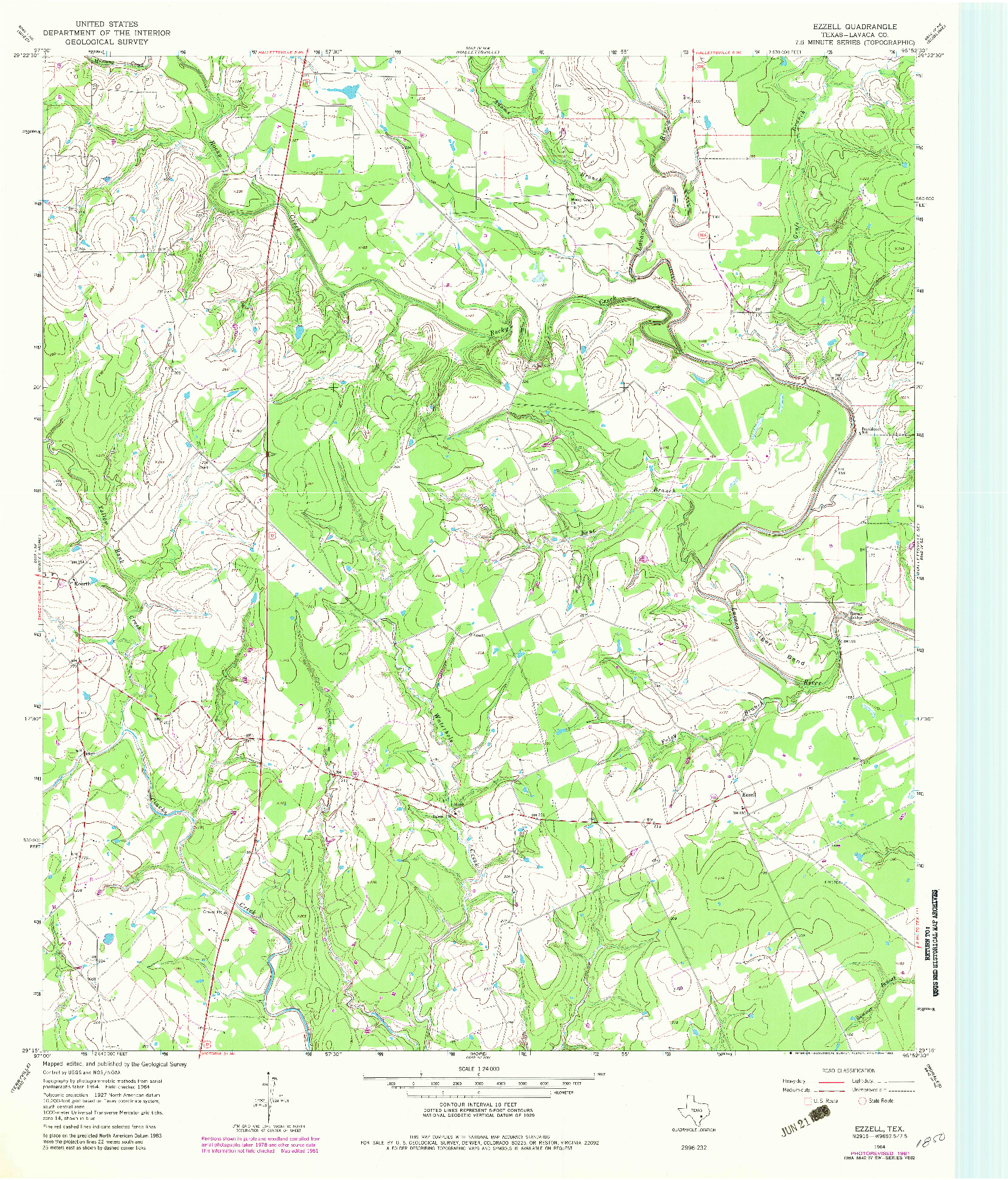 USGS 1:24000-SCALE QUADRANGLE FOR EZZELL, TX 1964