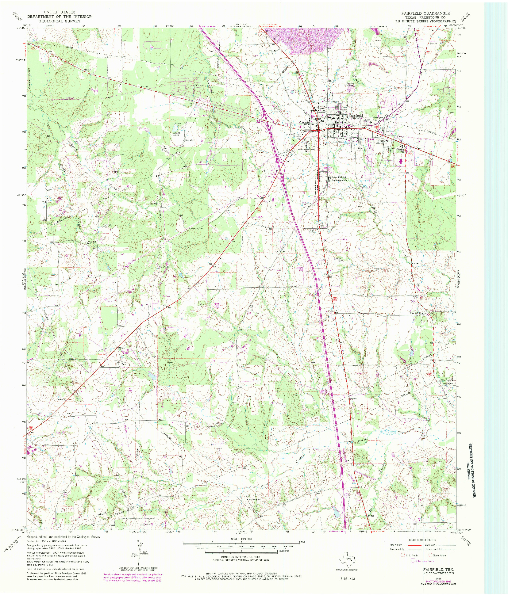 USGS 1:24000-SCALE QUADRANGLE FOR FAIRFIELD, TX 1965
