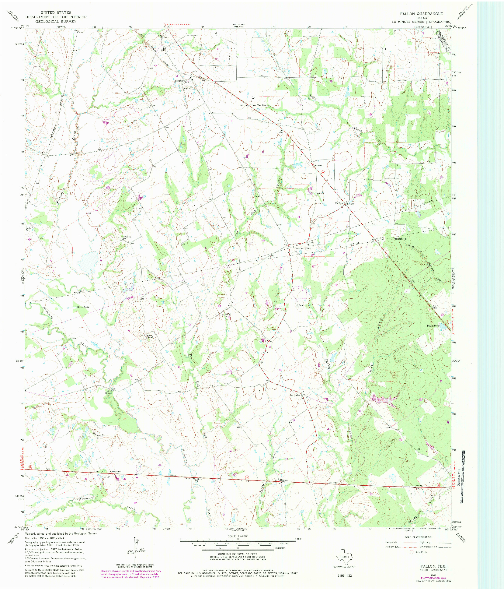 USGS 1:24000-SCALE QUADRANGLE FOR FALLON, TX 1966