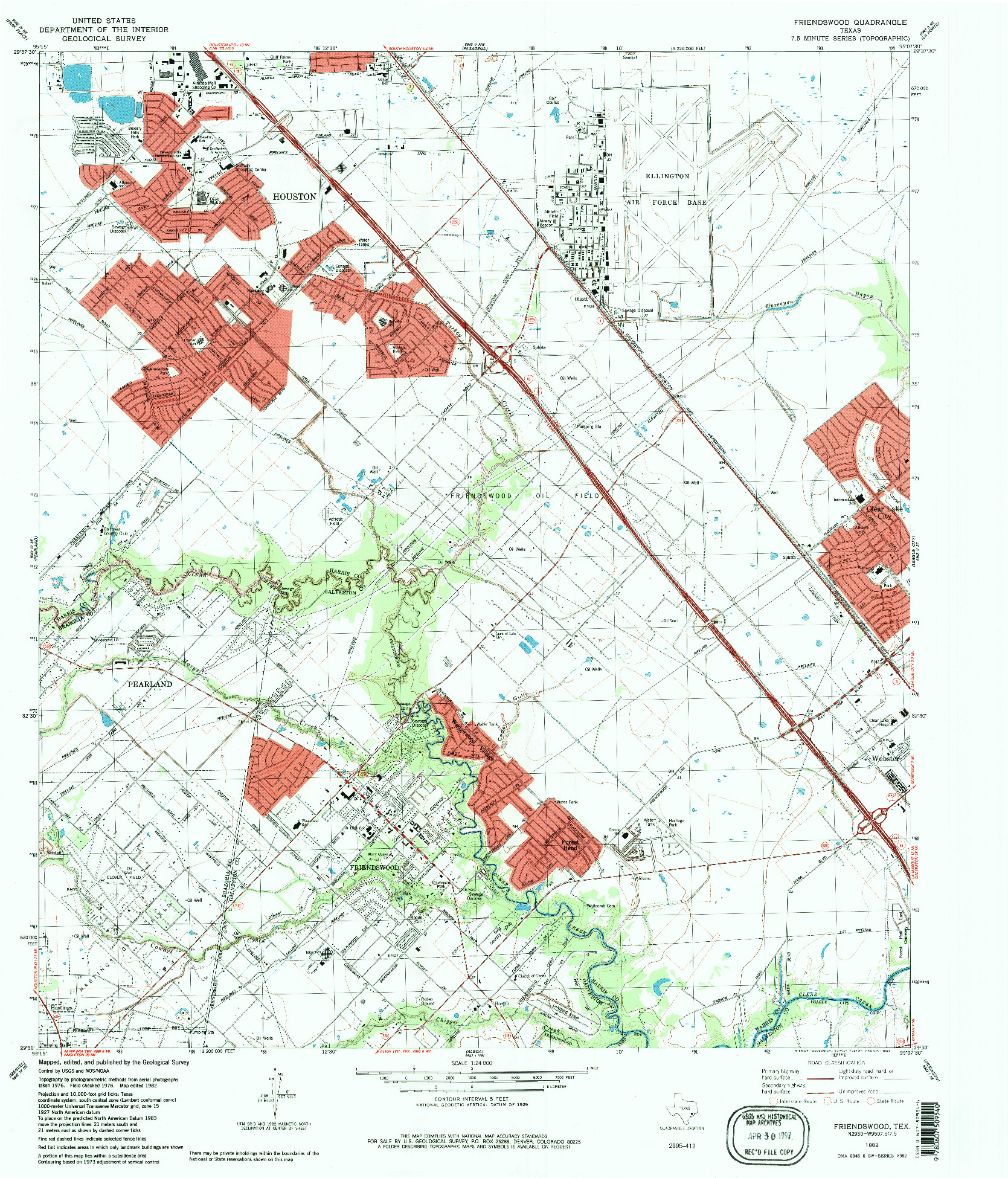 USGS 1:24000-SCALE QUADRANGLE FOR FREINDSWOOD, TX 1982