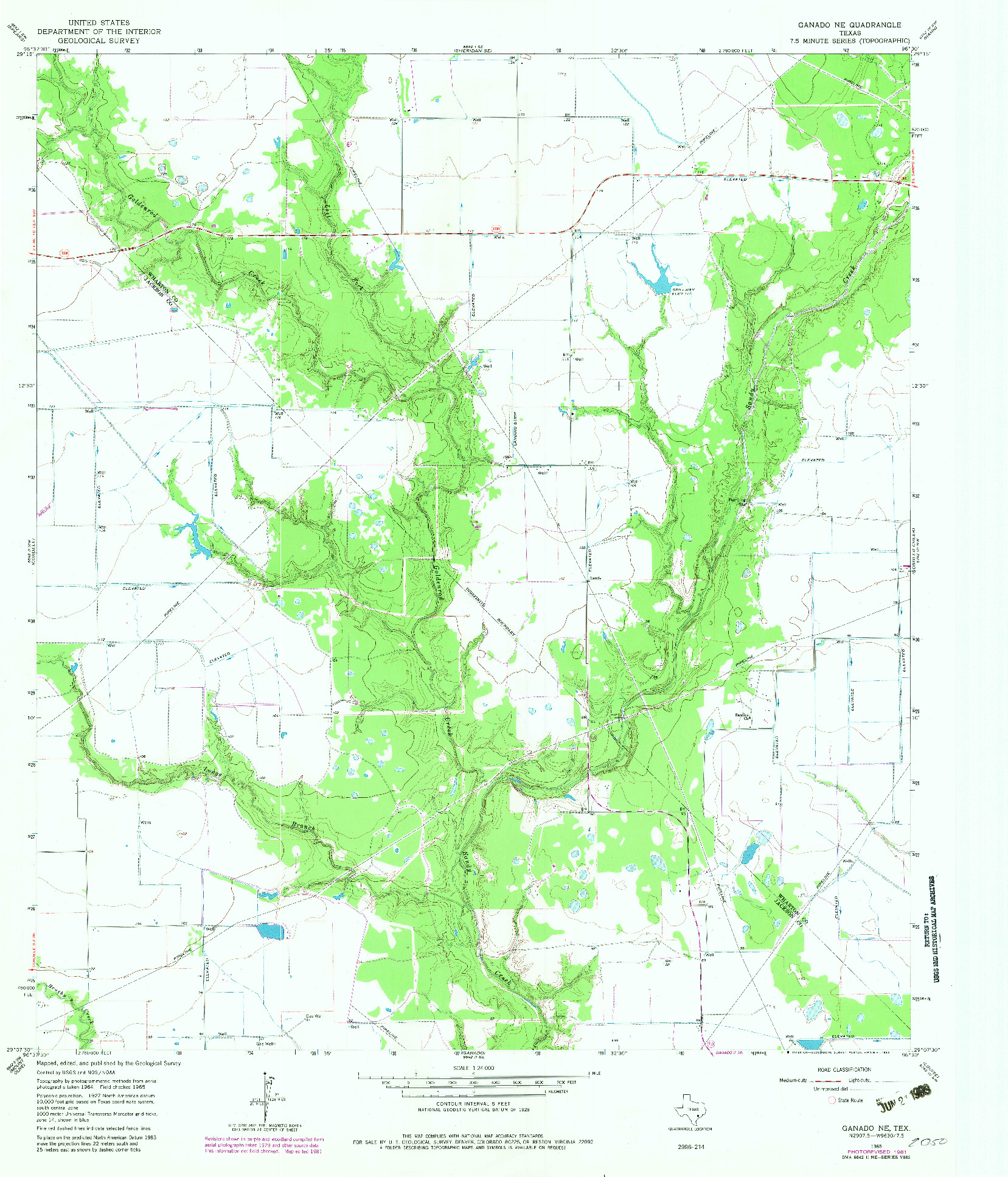 USGS 1:24000-SCALE QUADRANGLE FOR GANADO NE, TX 1965