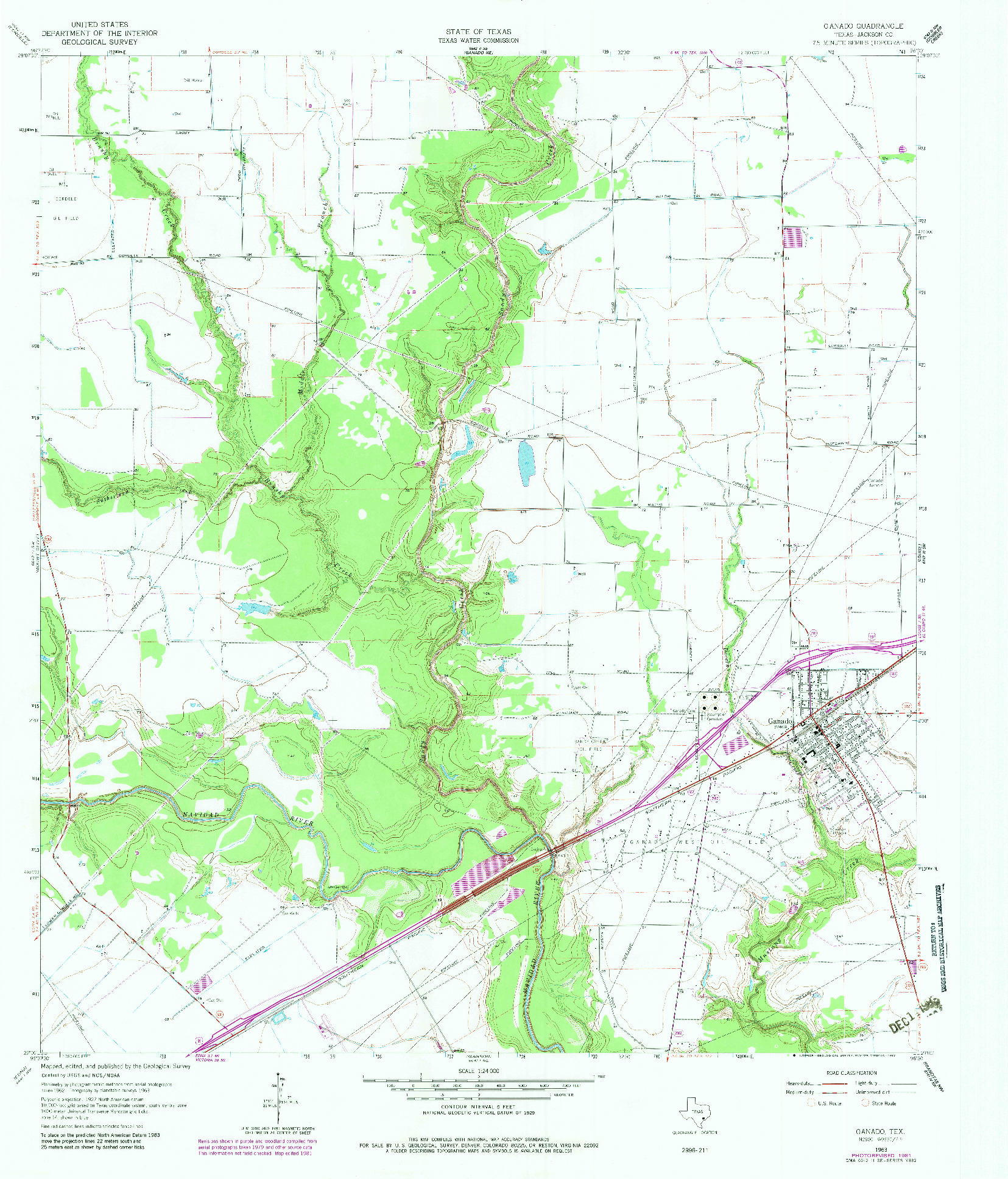 USGS 1:24000-SCALE QUADRANGLE FOR GANADO, TX 1963