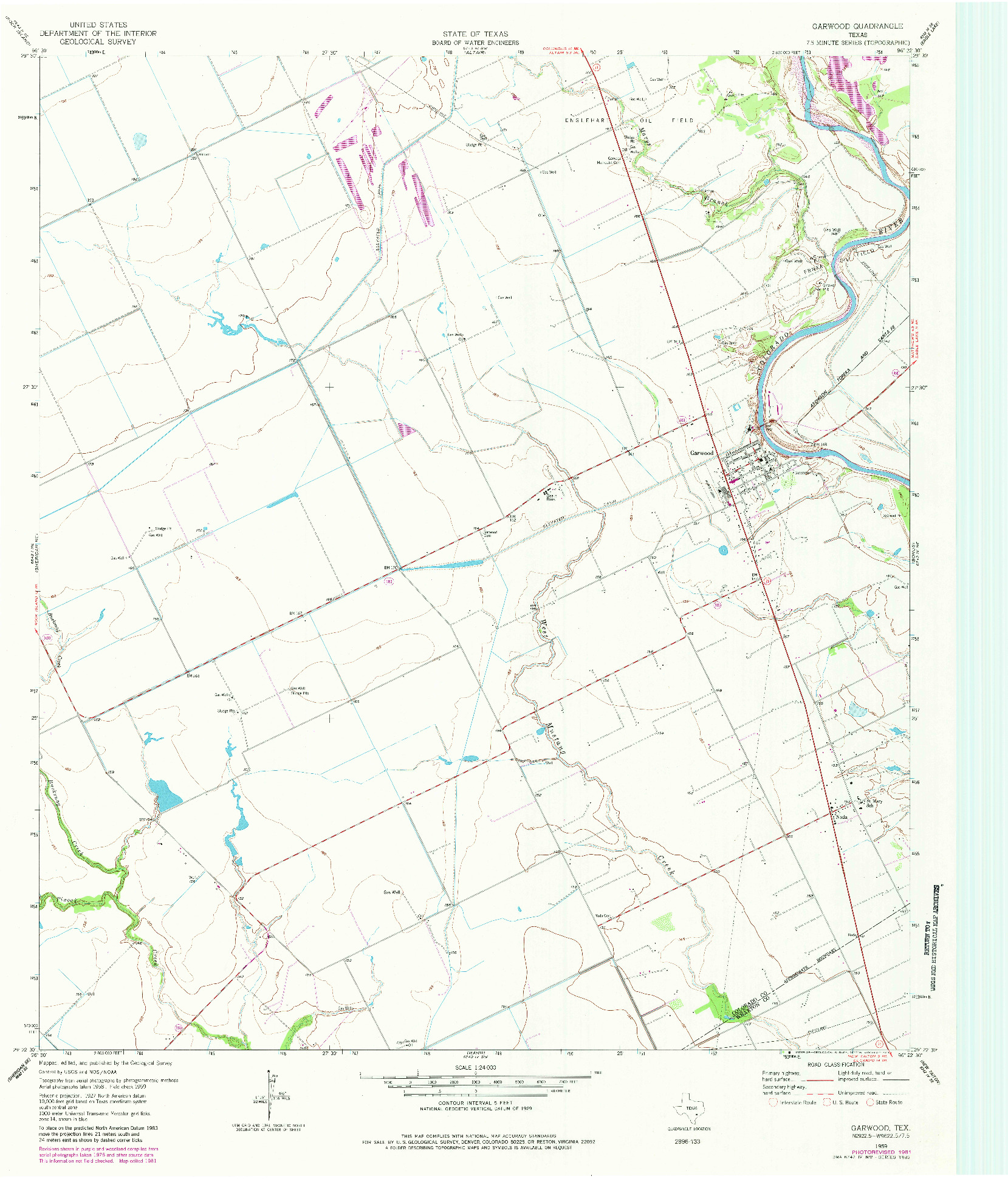 USGS 1:24000-SCALE QUADRANGLE FOR GARWOOD, TX 1959