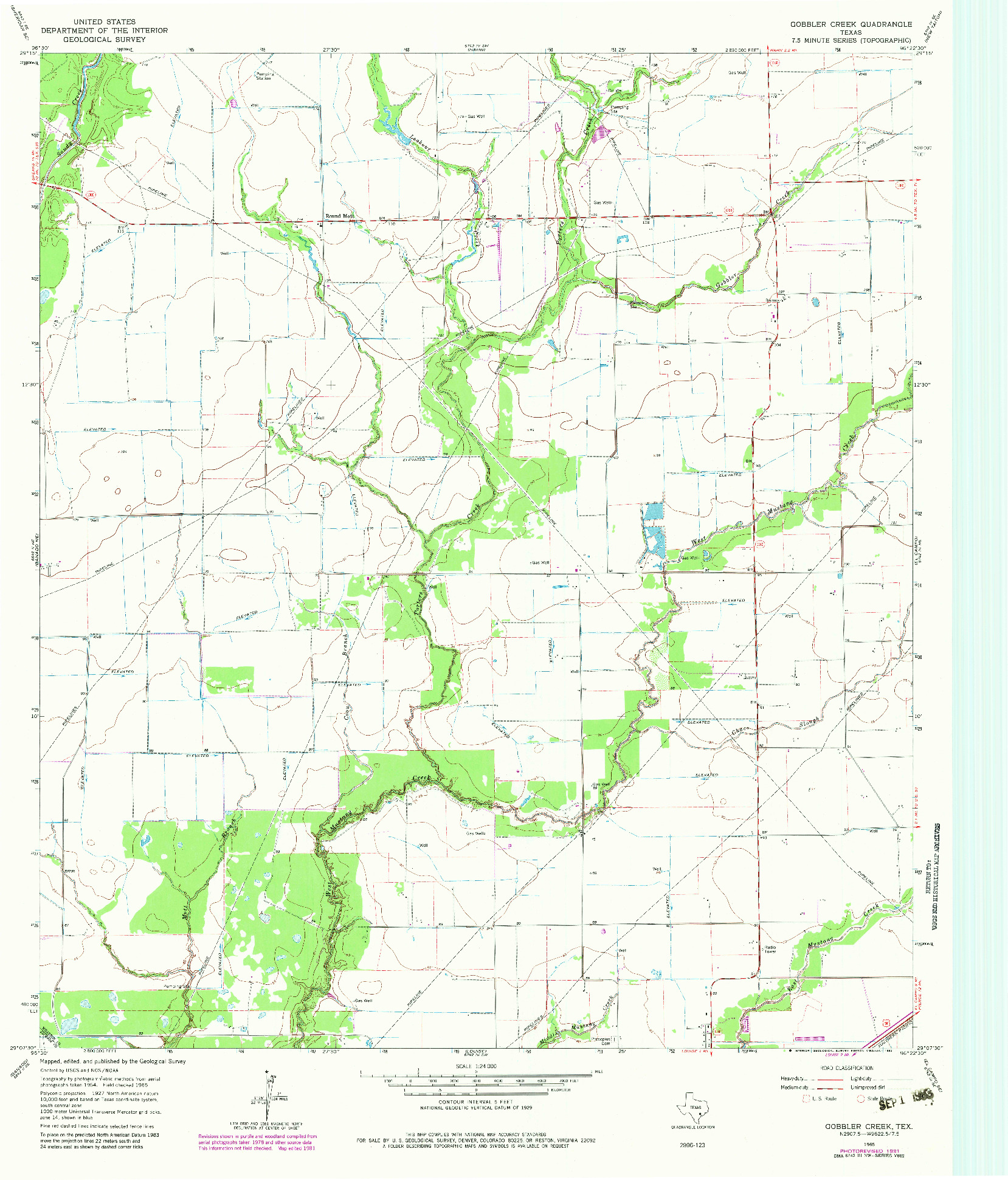 USGS 1:24000-SCALE QUADRANGLE FOR GOBBLER CREEK, TX 1965