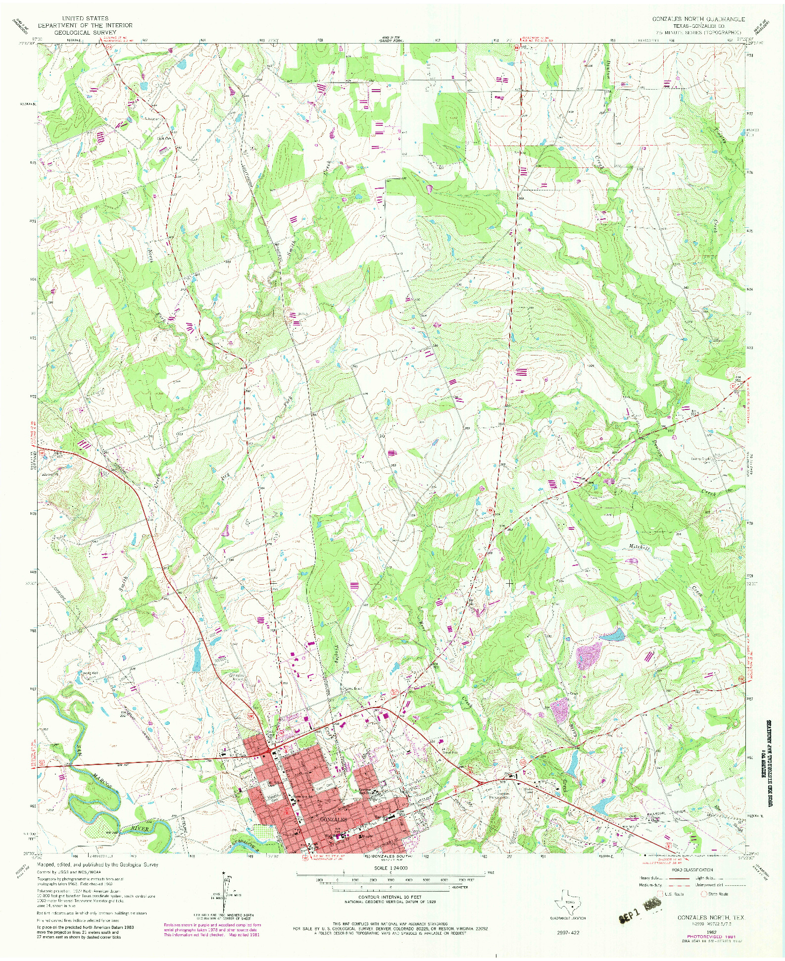 USGS 1:24000-SCALE QUADRANGLE FOR GONZALES NORTH, TX 1962