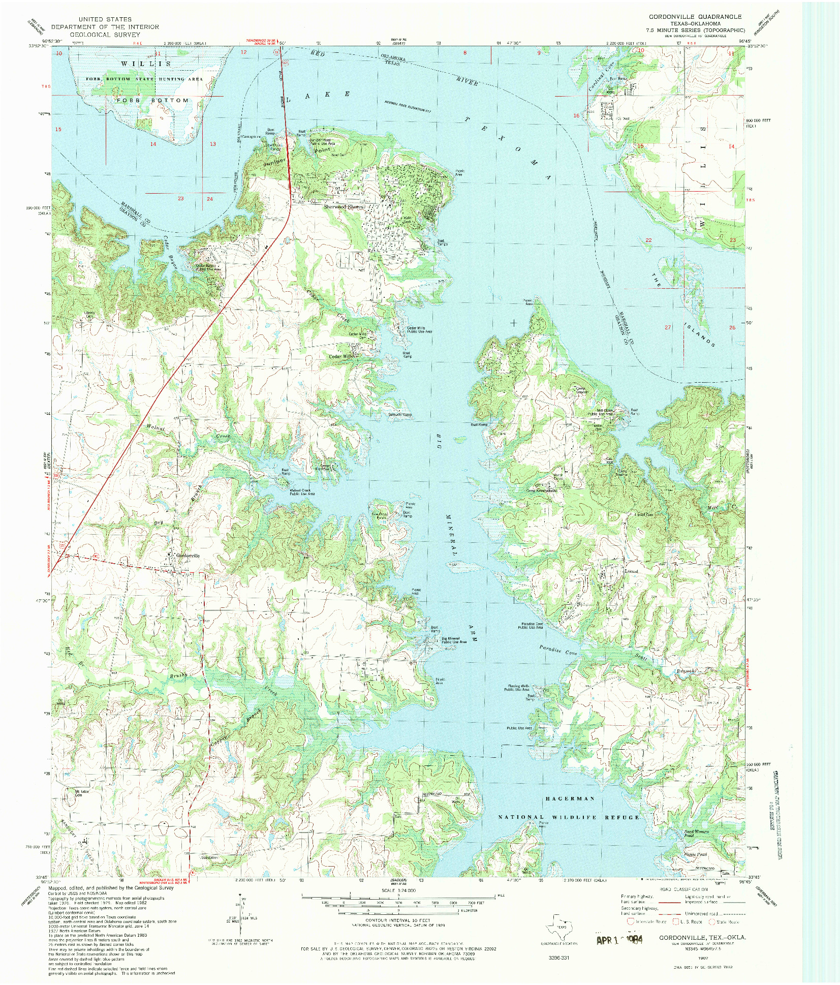 USGS 1:24000-SCALE QUADRANGLE FOR GORDONVILLE, TX 1982