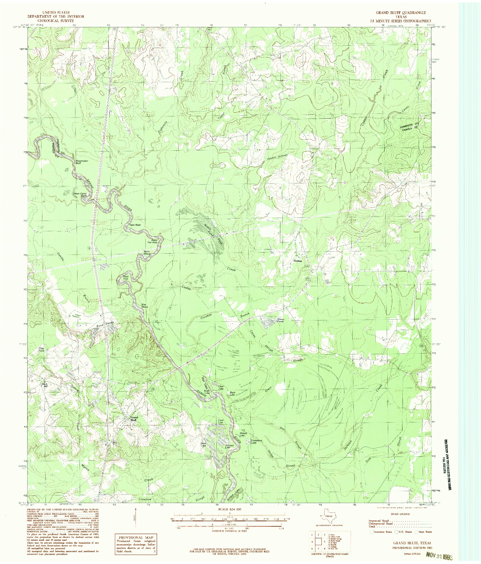 USGS 1:24000-SCALE QUADRANGLE FOR GRAND BLUFF, TX 1983