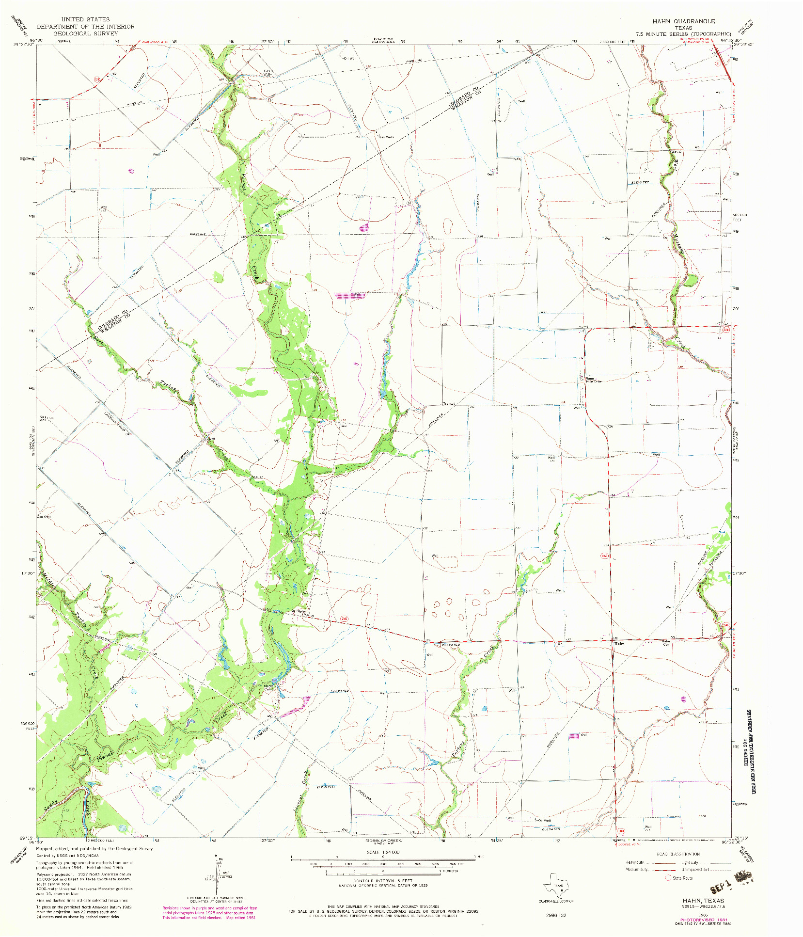 USGS 1:24000-SCALE QUADRANGLE FOR HAHN, TX 1965