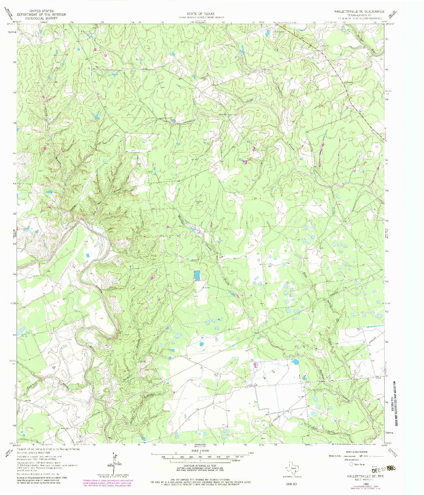 USGS 1:24000-SCALE QUADRANGLE FOR HALLETTSVILLE SE, TX 1962