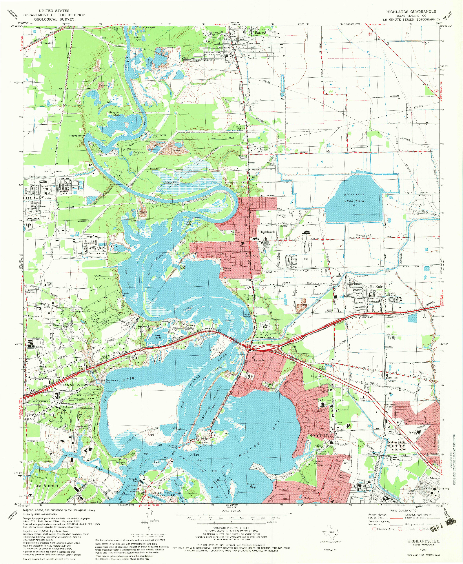USGS 1:24000-SCALE QUADRANGLE FOR HIGHLANDS, TX 1982