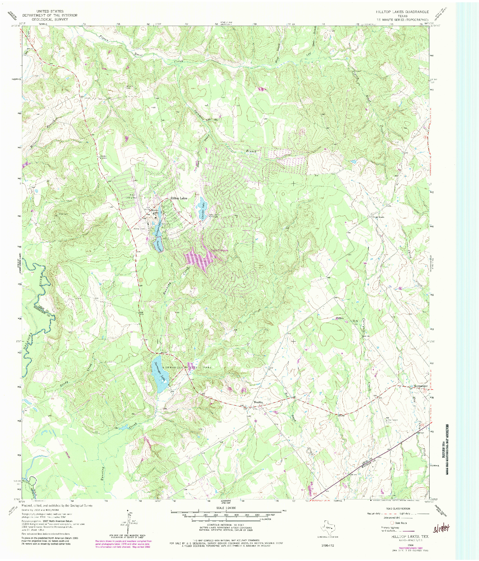 USGS 1:24000-SCALE QUADRANGLE FOR HILLTOP LAKES, TX 1964