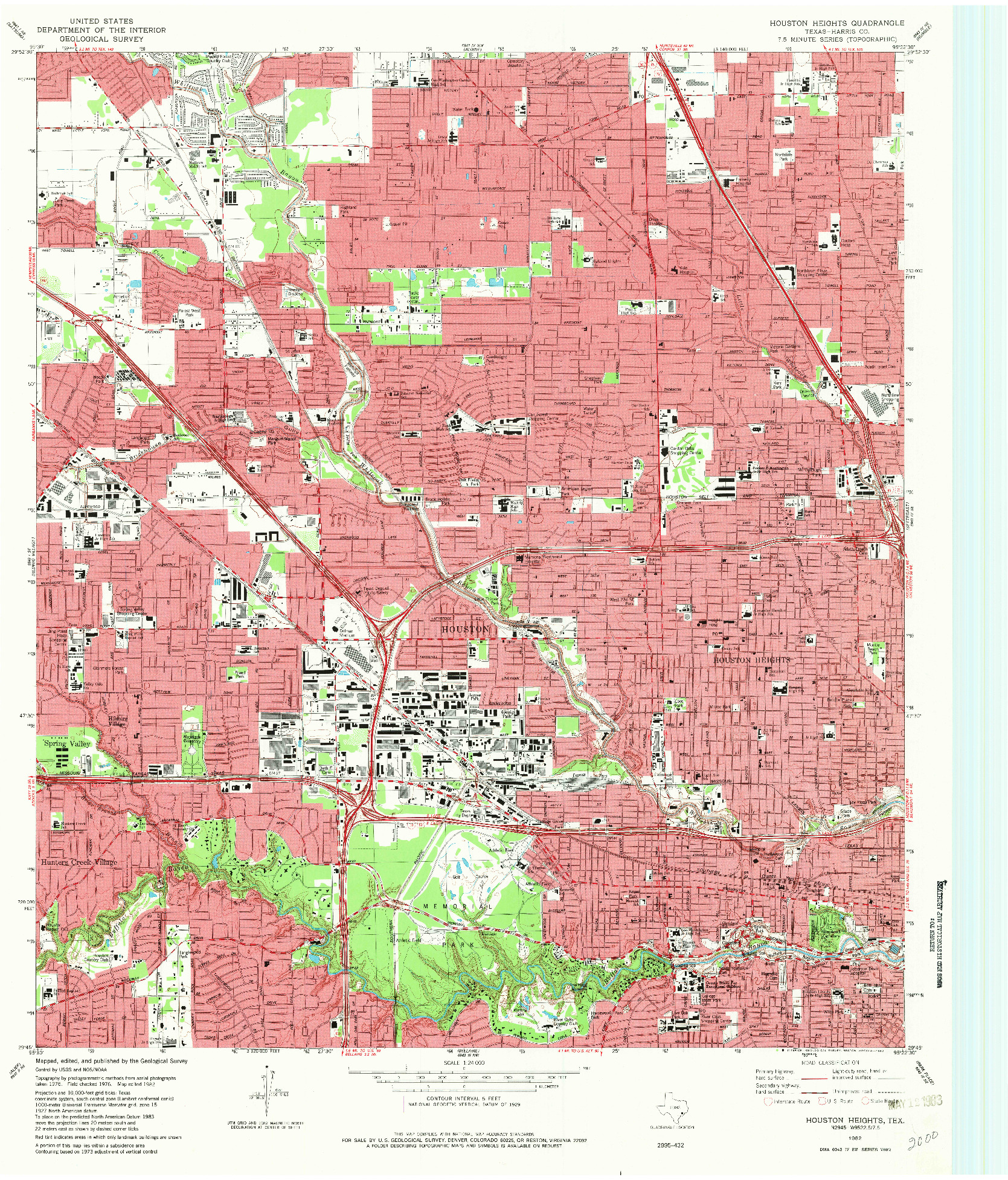USGS 1:24000-SCALE QUADRANGLE FOR HOUSTON HEIGHTS, TX 1982