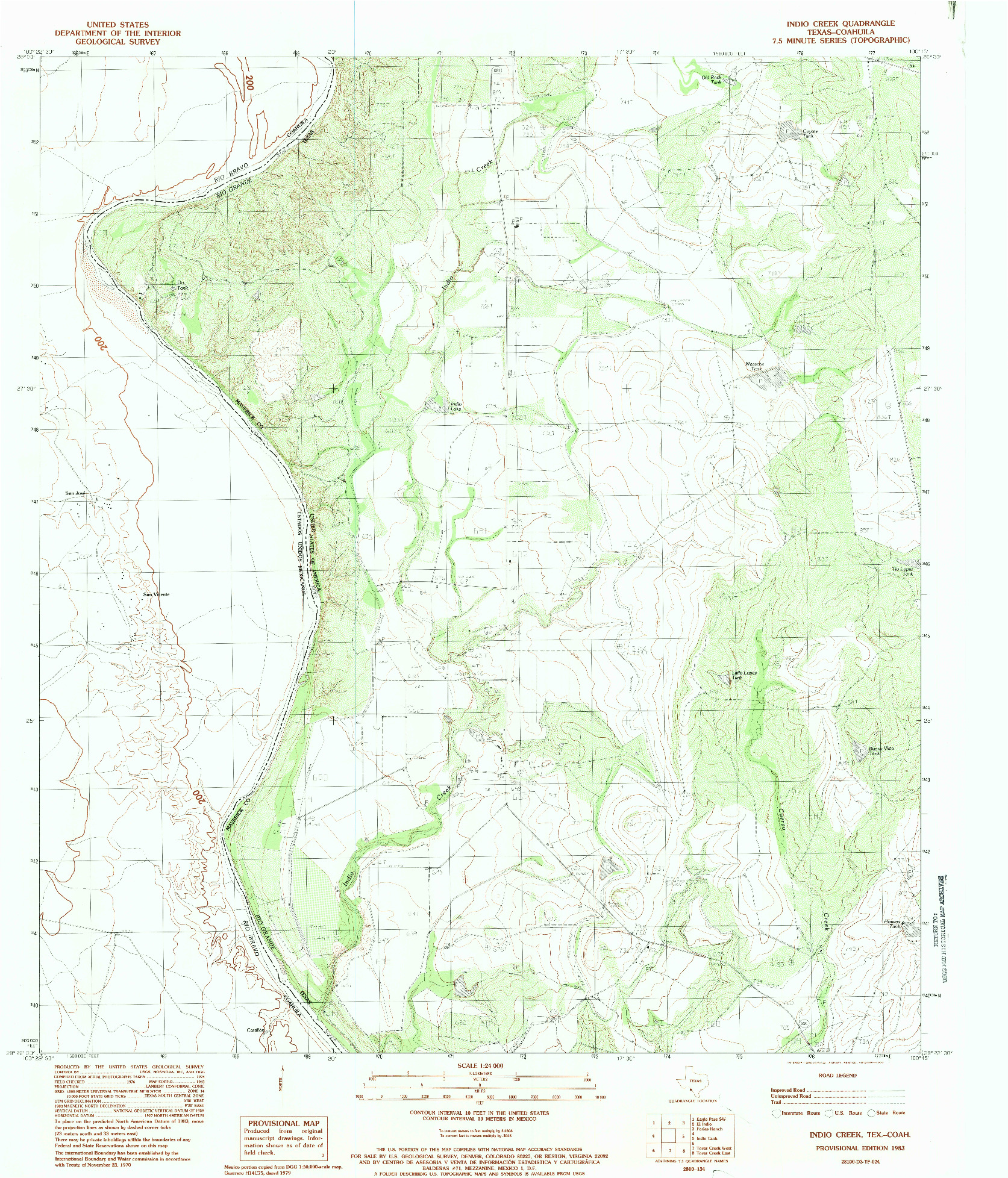 USGS 1:24000-SCALE QUADRANGLE FOR INDIO CREEK, TX 1983