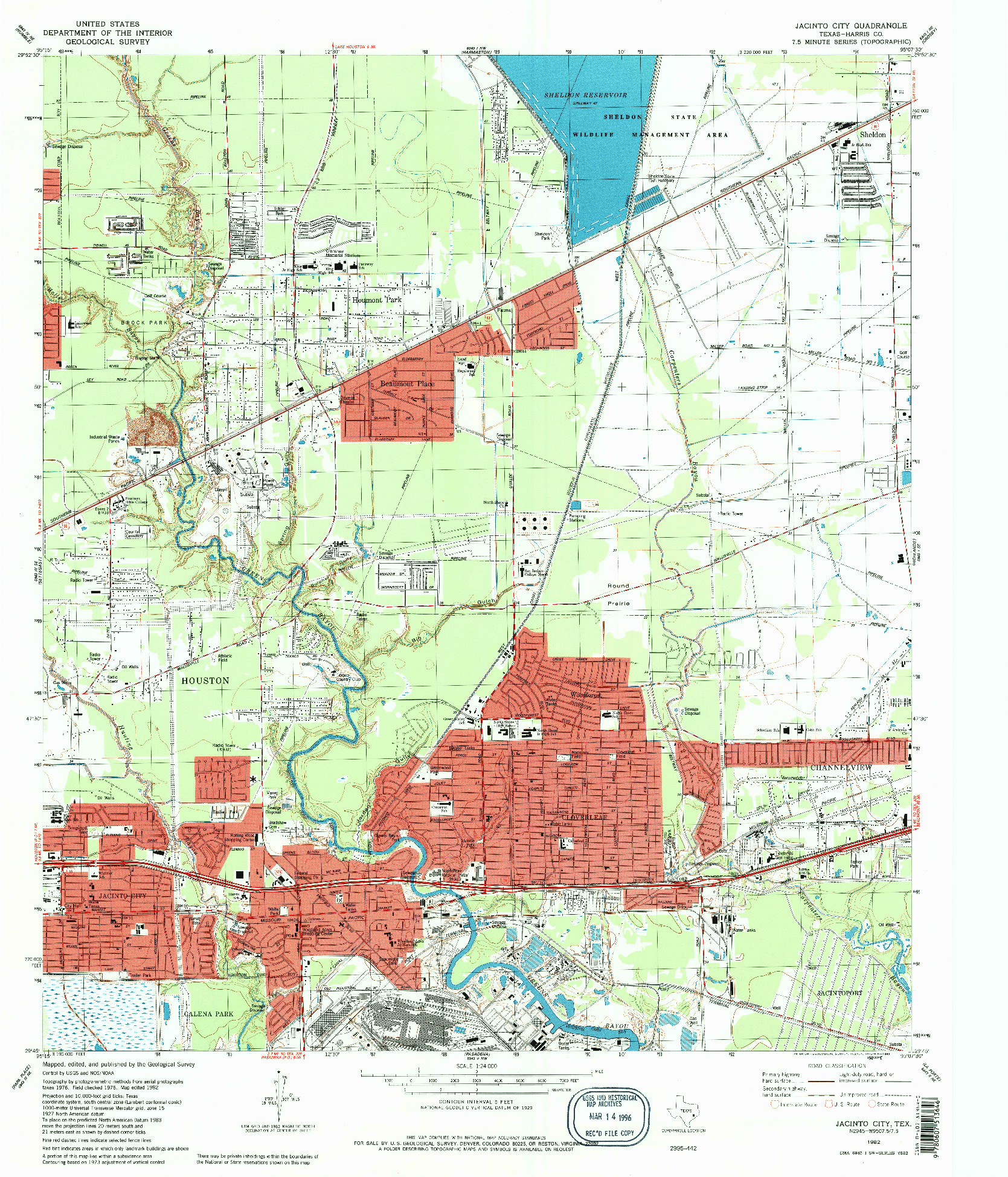 USGS 1:24000-SCALE QUADRANGLE FOR JACINTO CITY, TX 1982