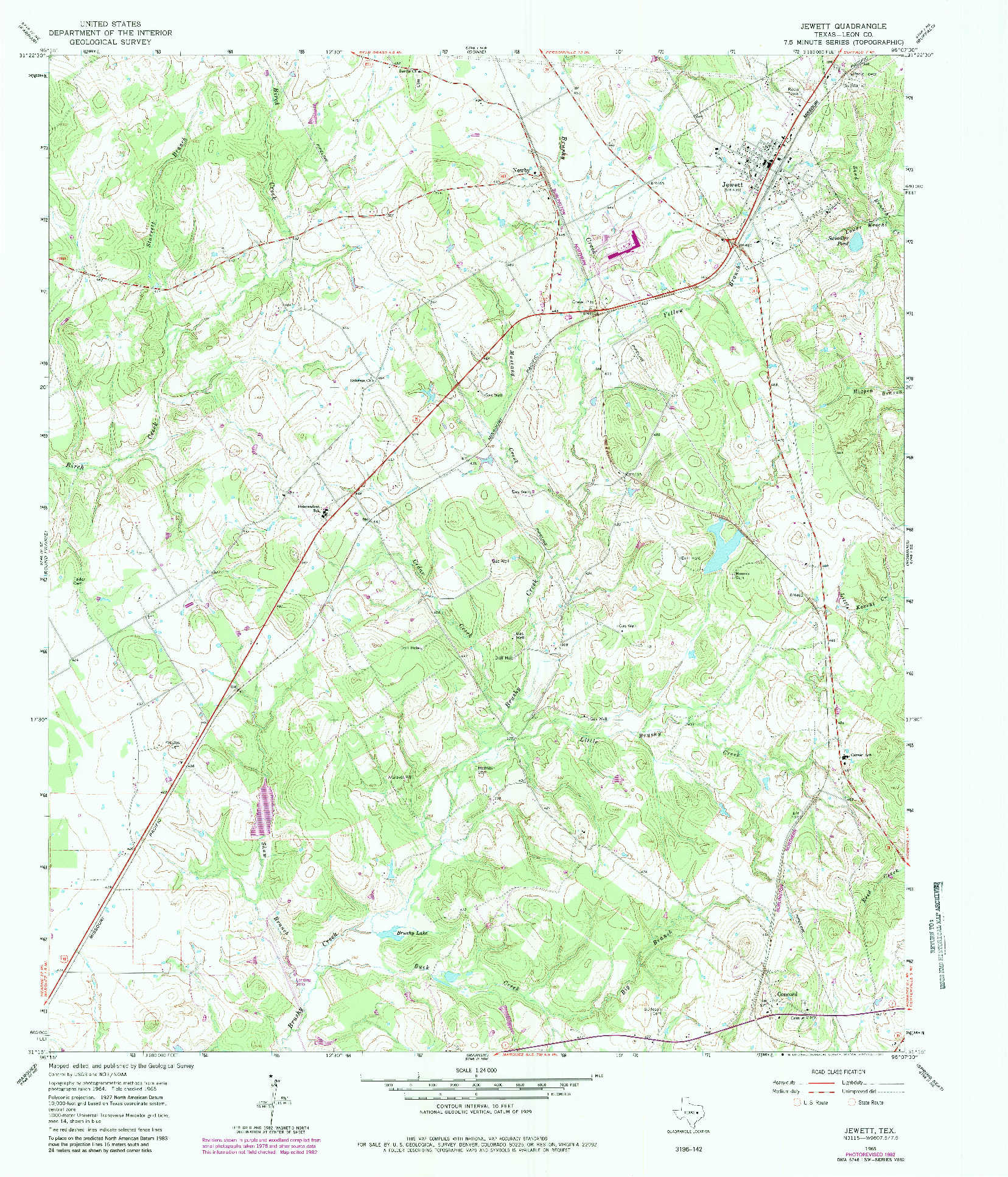 USGS 1:24000-SCALE QUADRANGLE FOR JEWETT, TX 1965