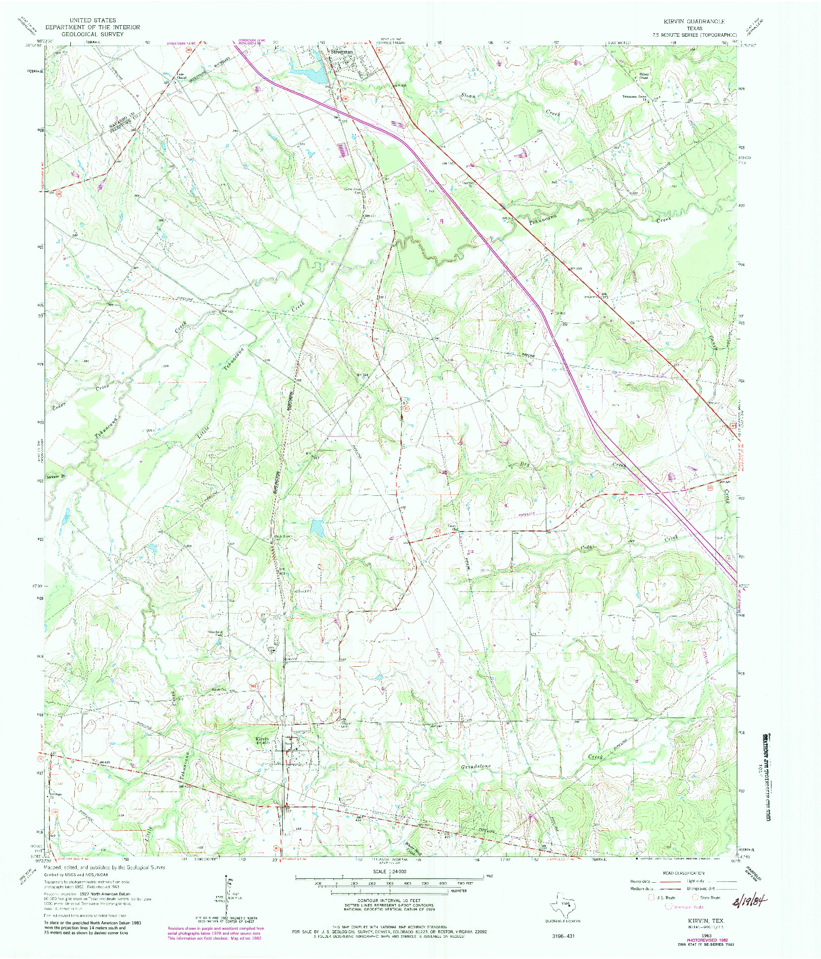 USGS 1:24000-SCALE QUADRANGLE FOR KIRVIN, TX 1963