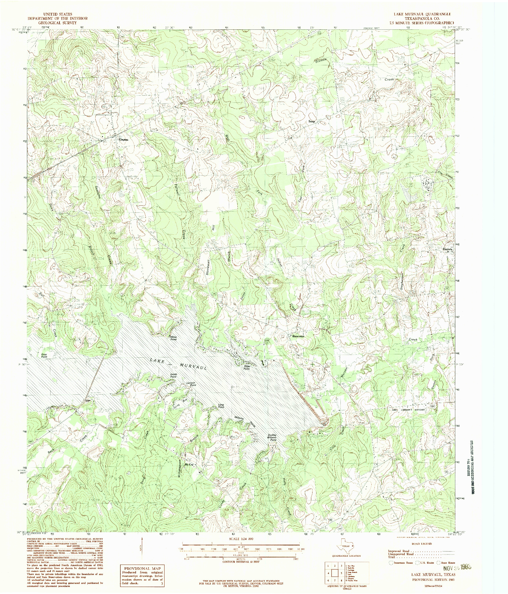 USGS 1:24000-SCALE QUADRANGLE FOR LAKE MURVAUL, TX 1983