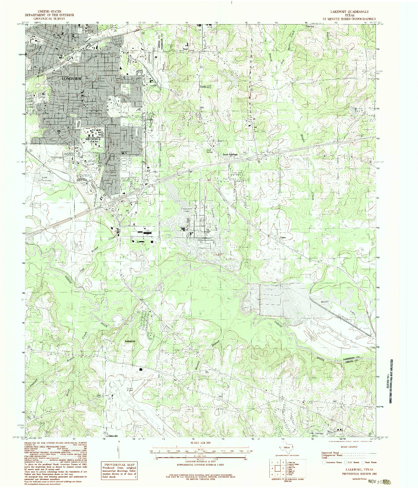 USGS 1:24000-SCALE QUADRANGLE FOR LAKEPORT, TX 1983