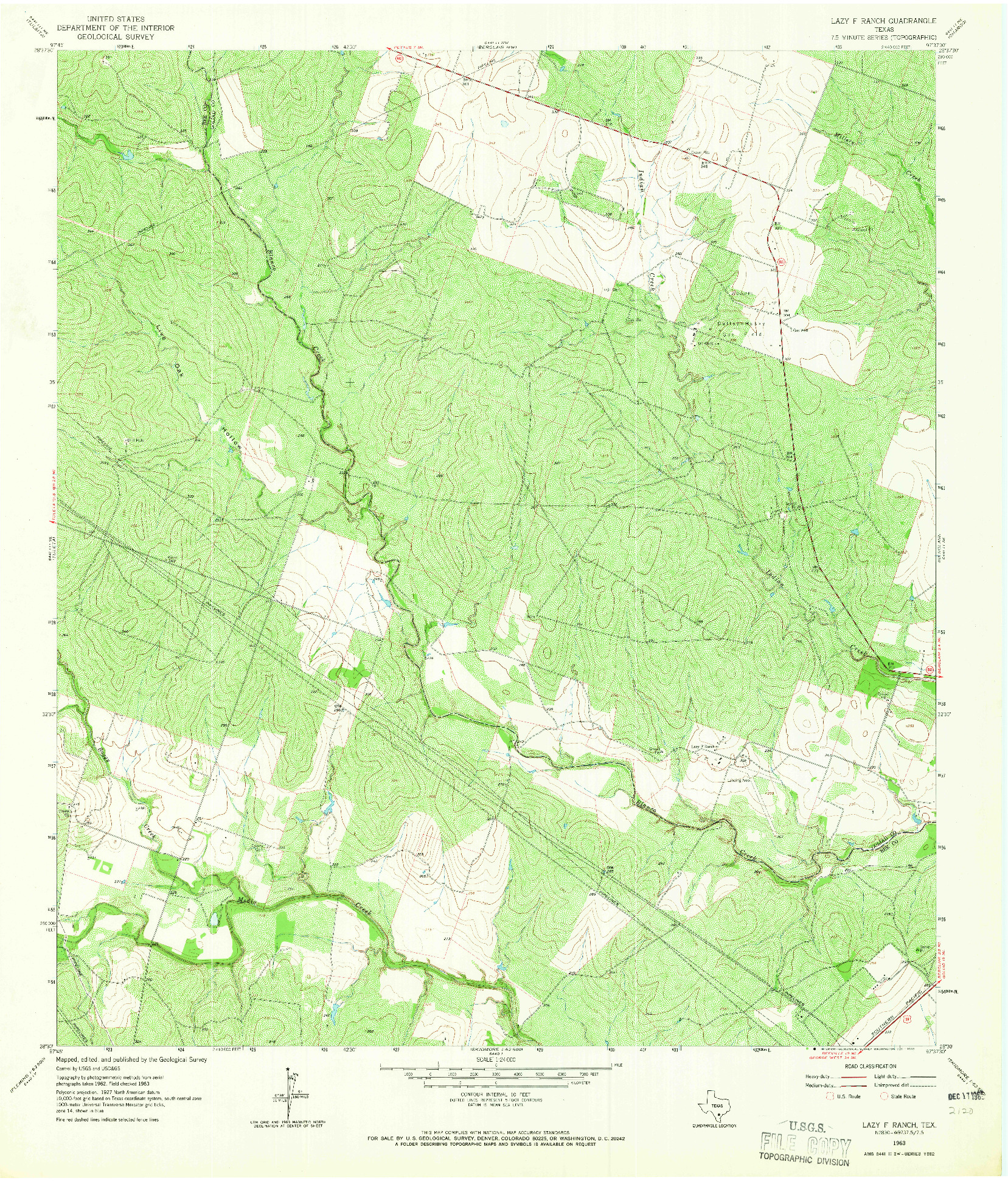USGS 1:24000-SCALE QUADRANGLE FOR LAZY F RANCH, TX 1963