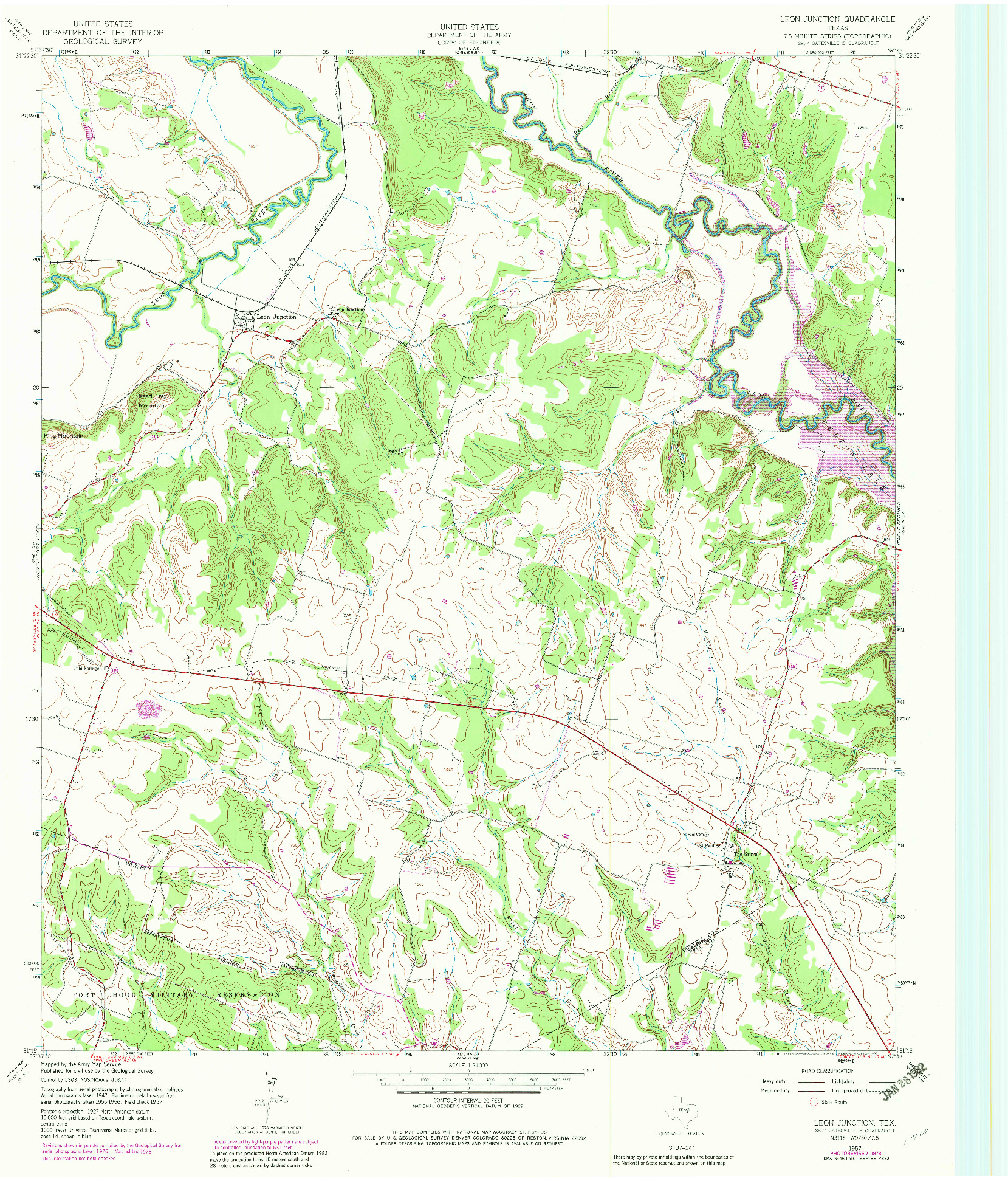 USGS 1:24000-SCALE QUADRANGLE FOR LEON JUNCTION, TX 1957
