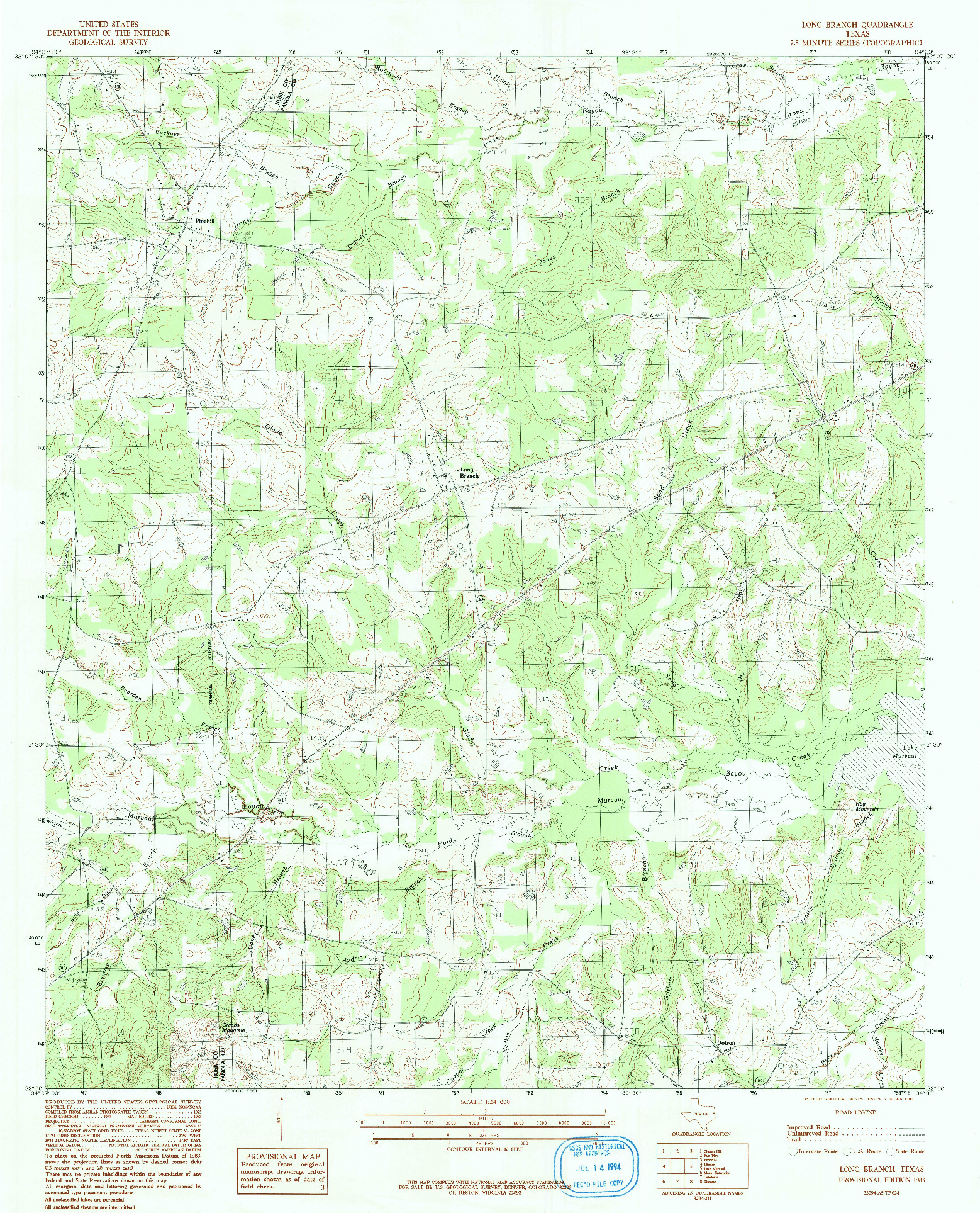 USGS 1:24000-SCALE QUADRANGLE FOR LONG BRANCH, TX 1983
