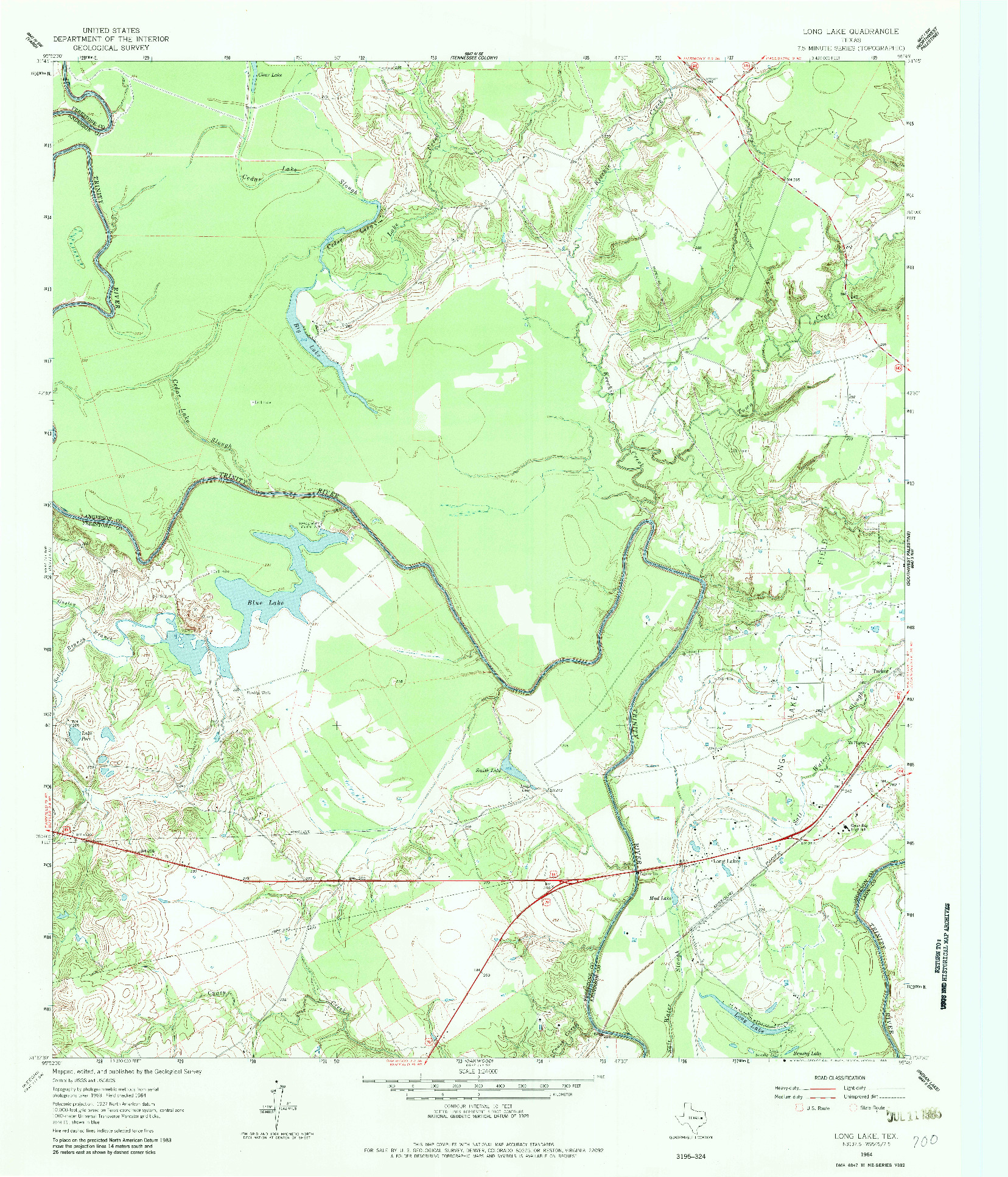 USGS 1:24000-SCALE QUADRANGLE FOR LONG LAKE, TX 1964