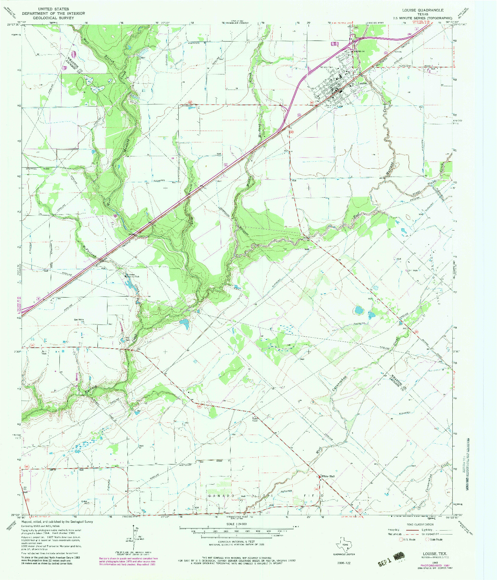 USGS 1:24000-SCALE QUADRANGLE FOR LOUISE, TX 1965