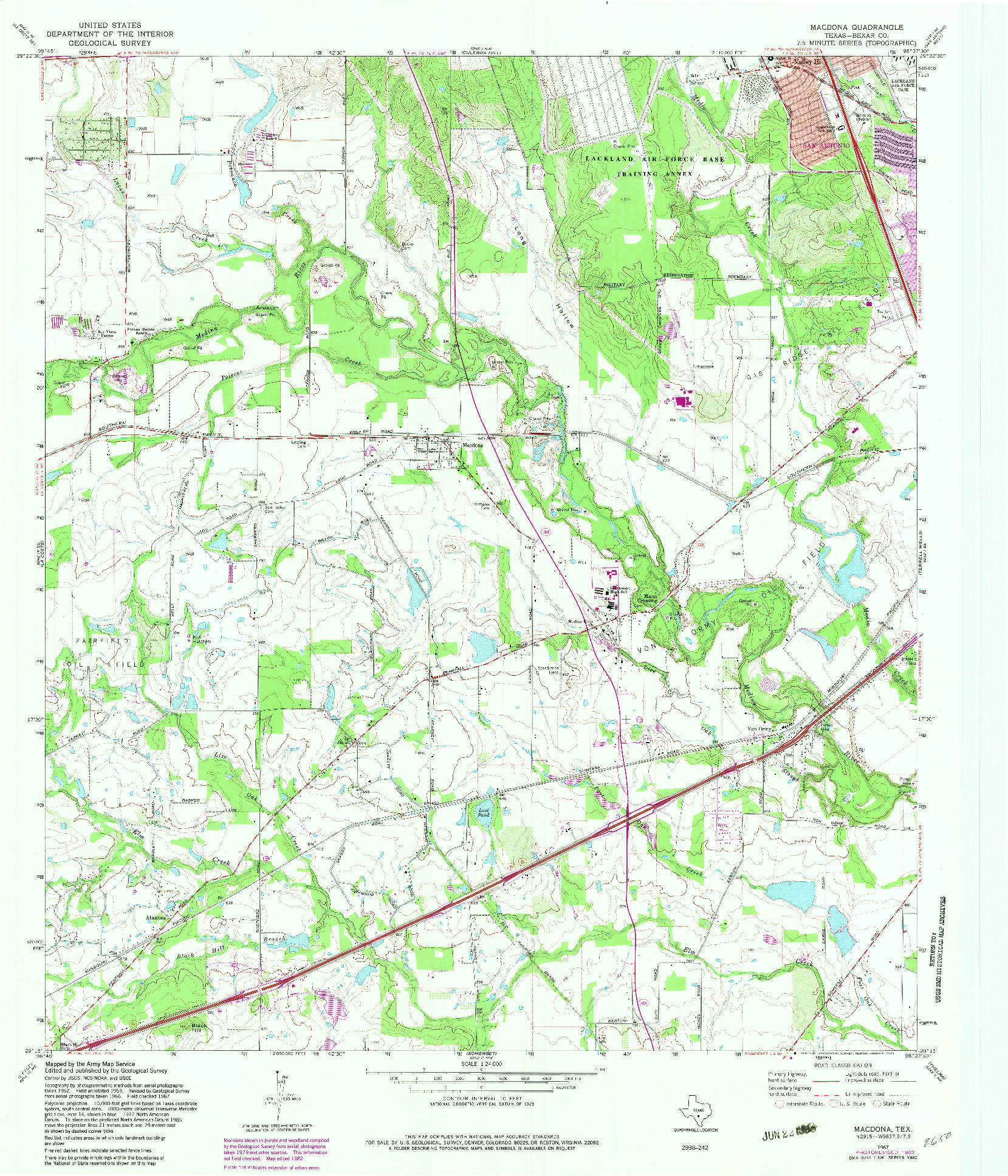 USGS 1:24000-SCALE QUADRANGLE FOR MACDONA, TX 1967