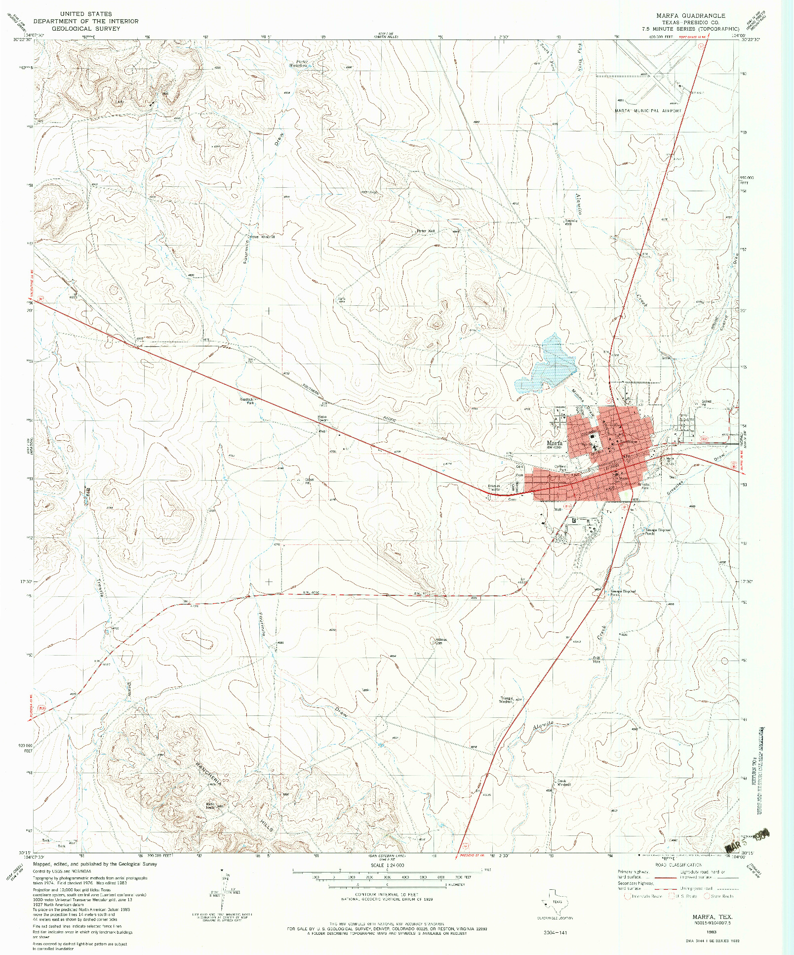 USGS 1:24000-SCALE QUADRANGLE FOR MARFA, TX 1983