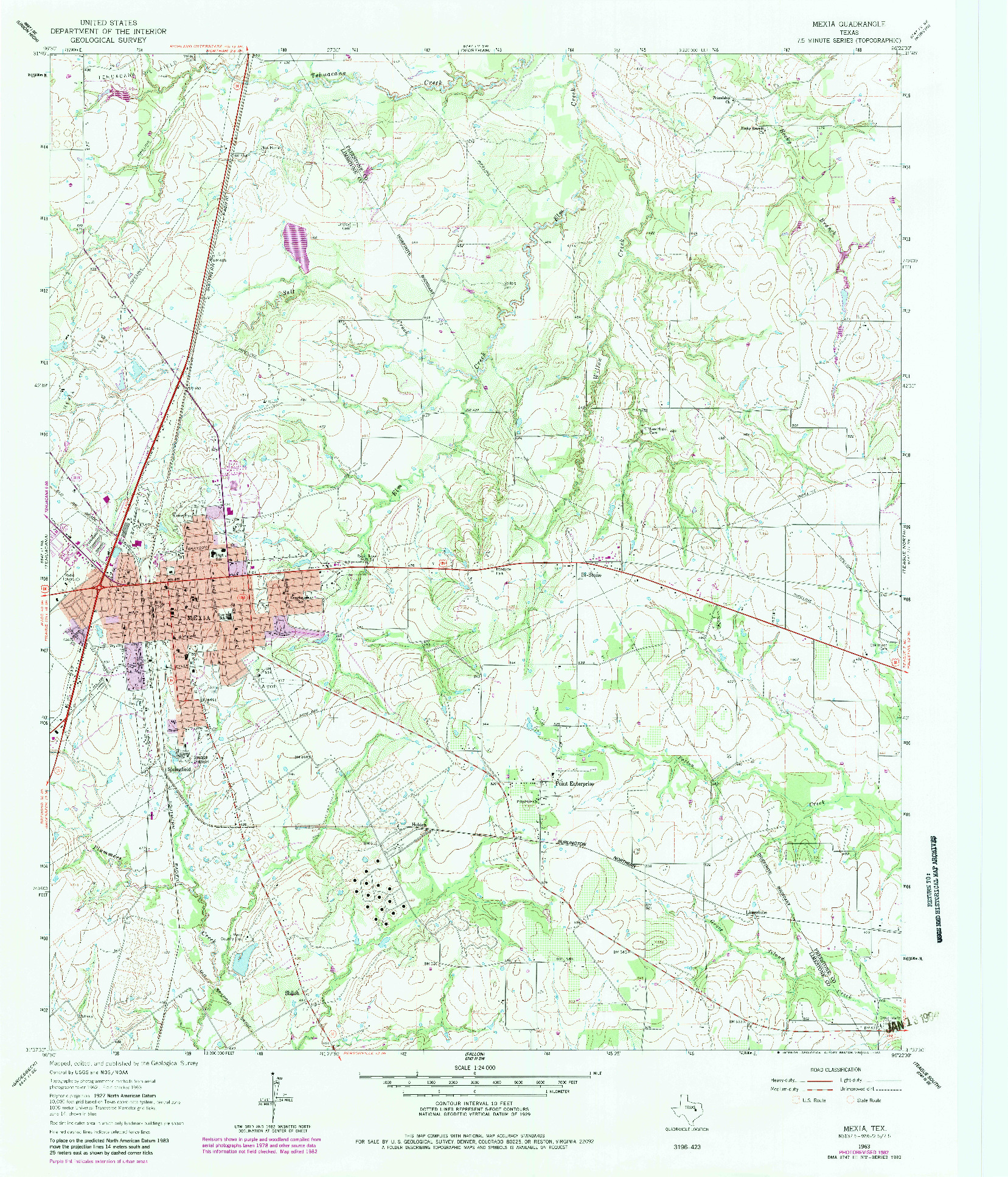 USGS 1:24000-SCALE QUADRANGLE FOR MEXIA, TX 1963