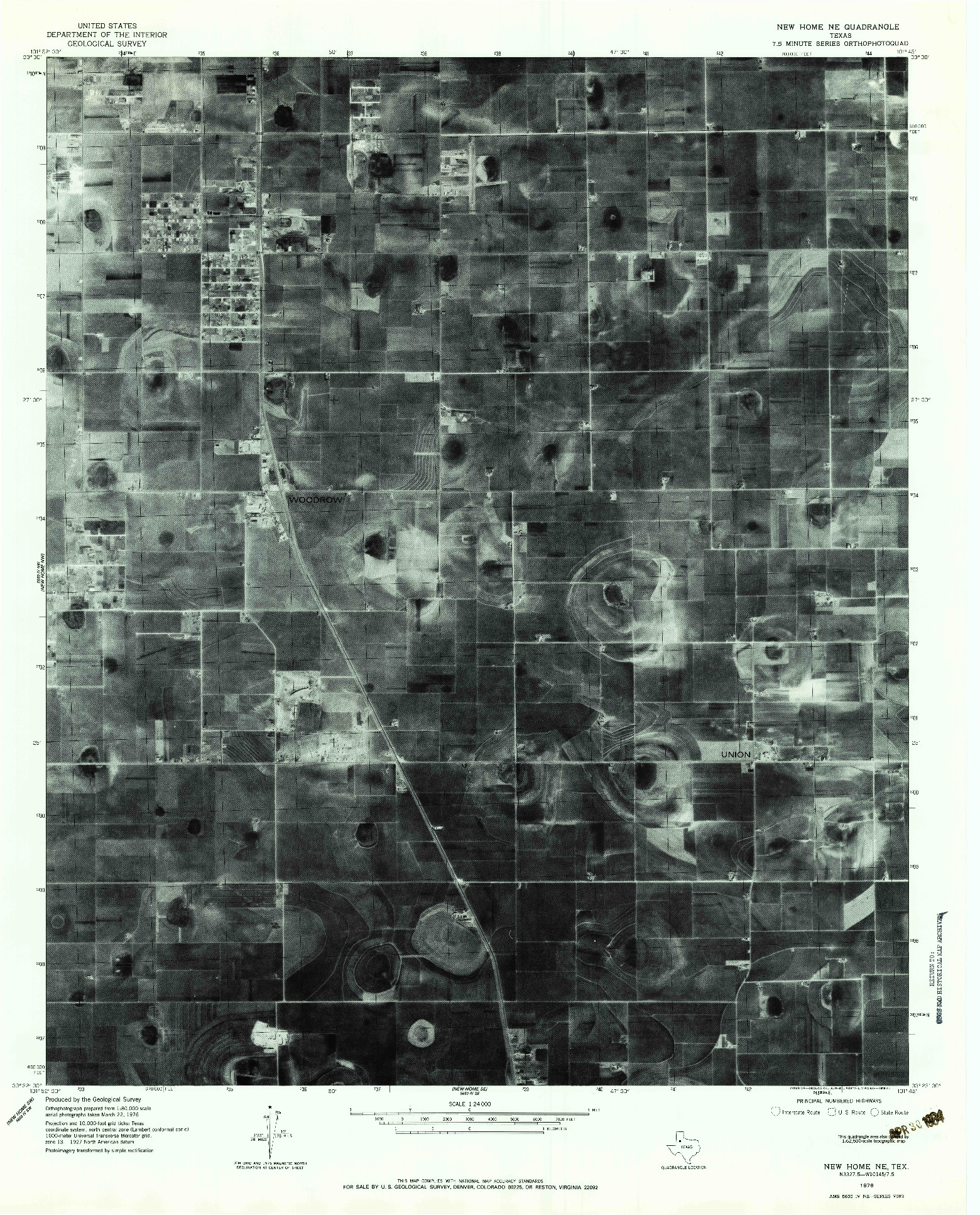 USGS 1:24000-SCALE QUADRANGLE FOR NEW HOME NE, TX 1976
