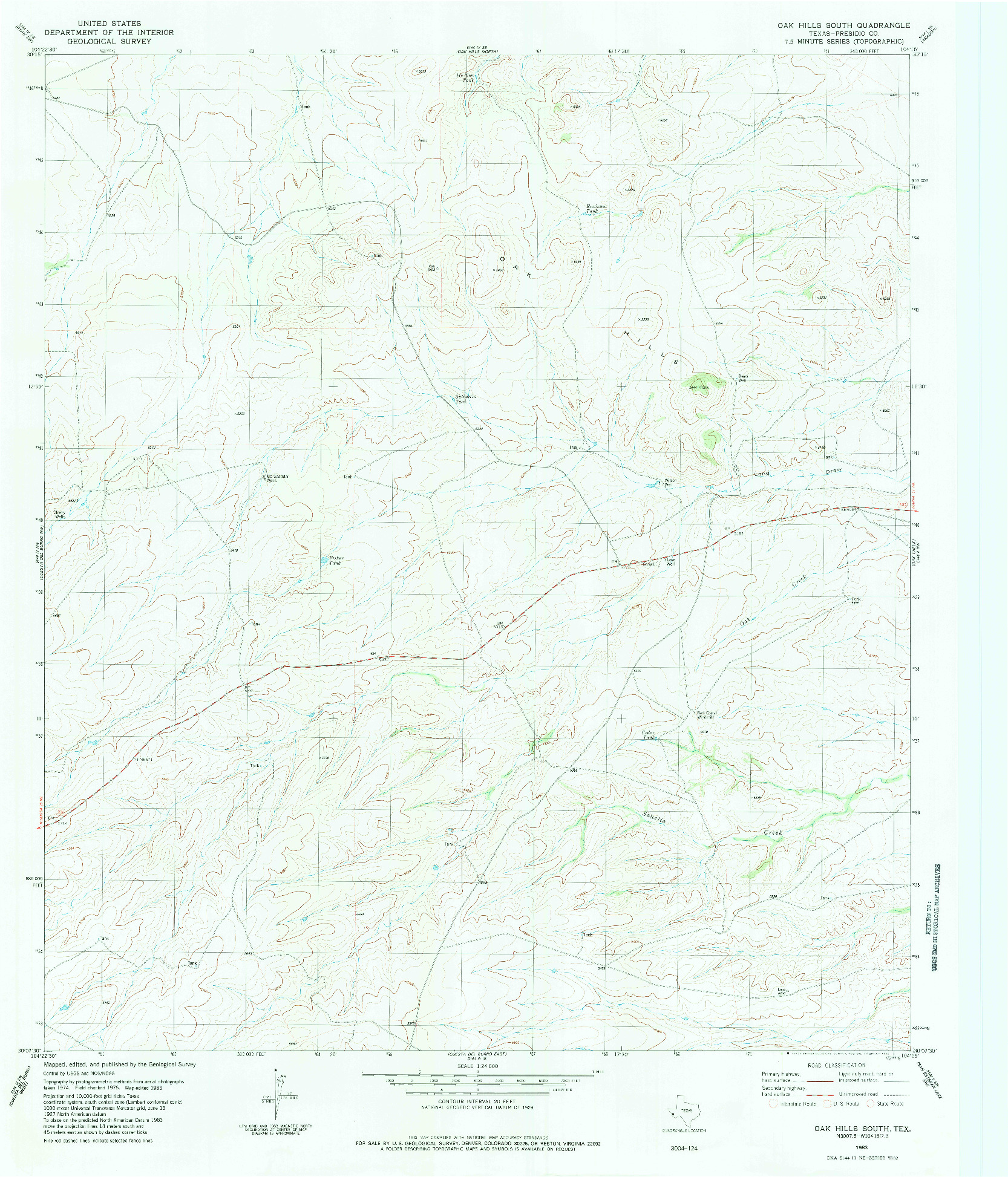 USGS 1:24000-SCALE QUADRANGLE FOR OAK HILLS SOUTH, TX 1983