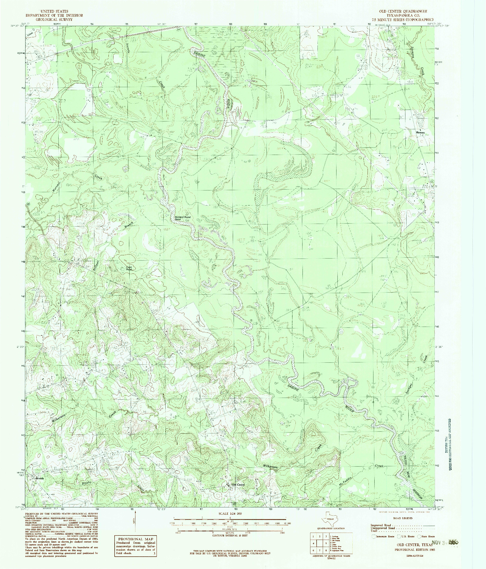 USGS 1:24000-SCALE QUADRANGLE FOR OLD CENTER, TX 1983