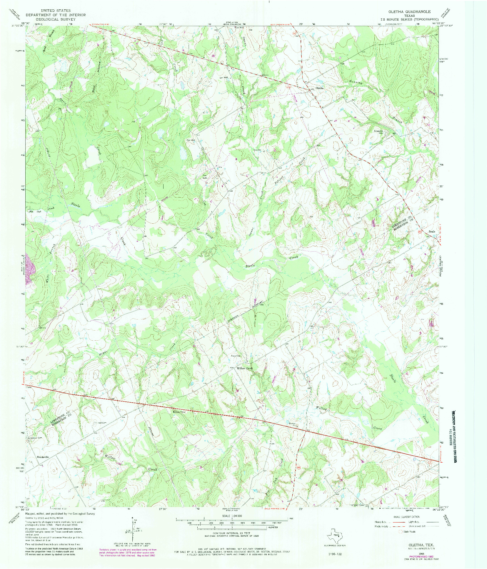 USGS 1:24000-SCALE QUADRANGLE FOR OLETHA, TX 1966