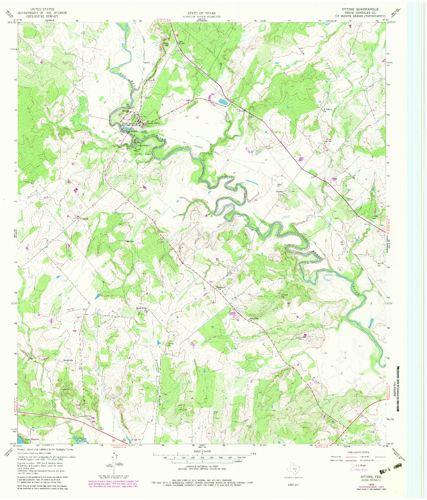 USGS 1:24000-SCALE QUADRANGLE FOR OTTINE, TX 1959