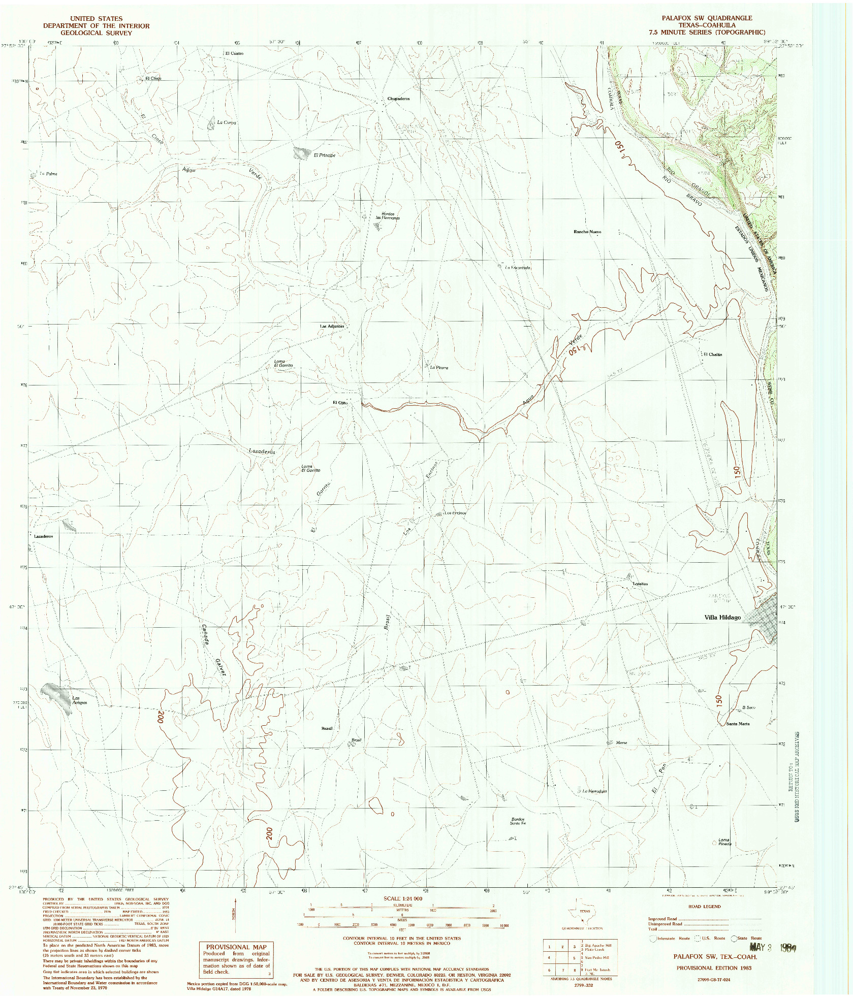 USGS 1:24000-SCALE QUADRANGLE FOR PALAFOX SW, TX 1983