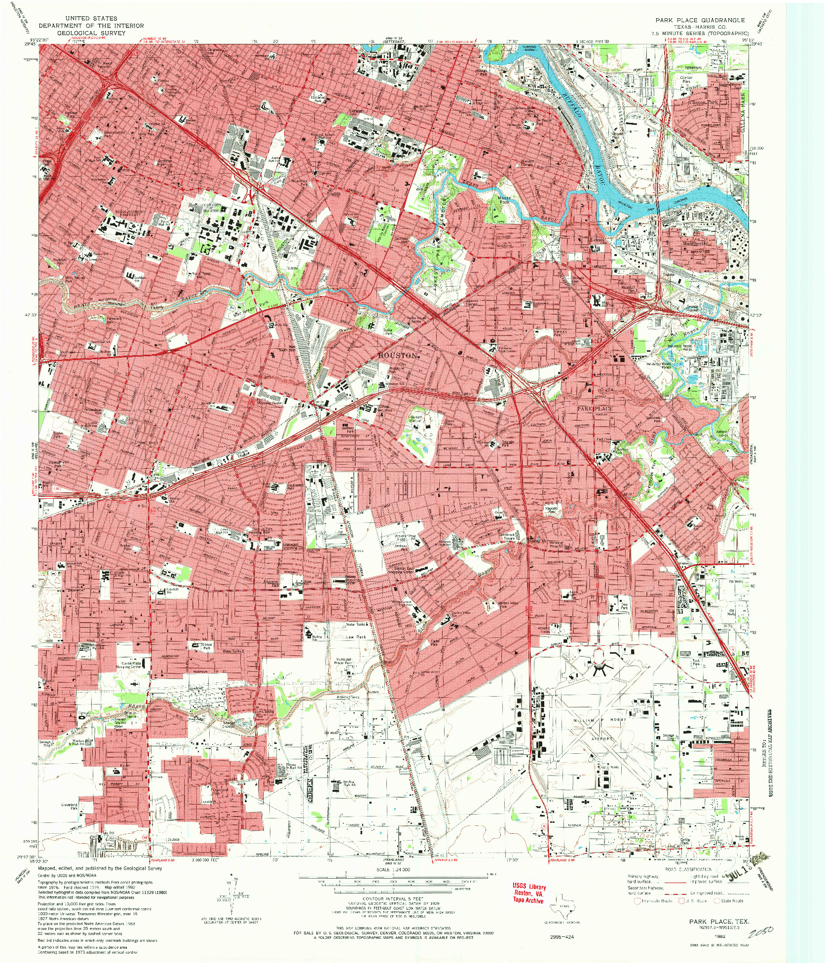 USGS 1:24000-SCALE QUADRANGLE FOR PARK PLACE, TX 1982