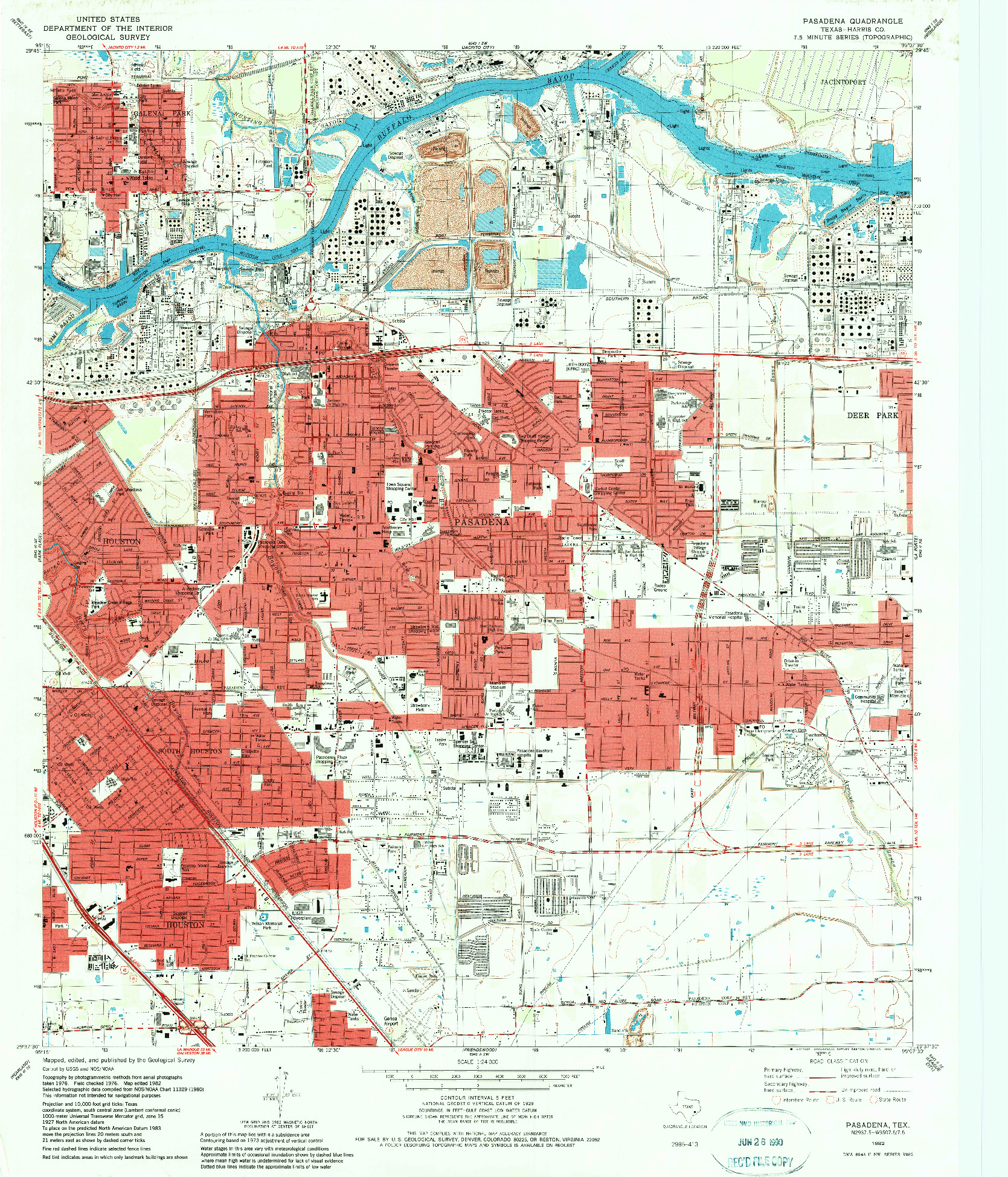 USGS 1:24000-SCALE QUADRANGLE FOR PASADENA, TX 1982