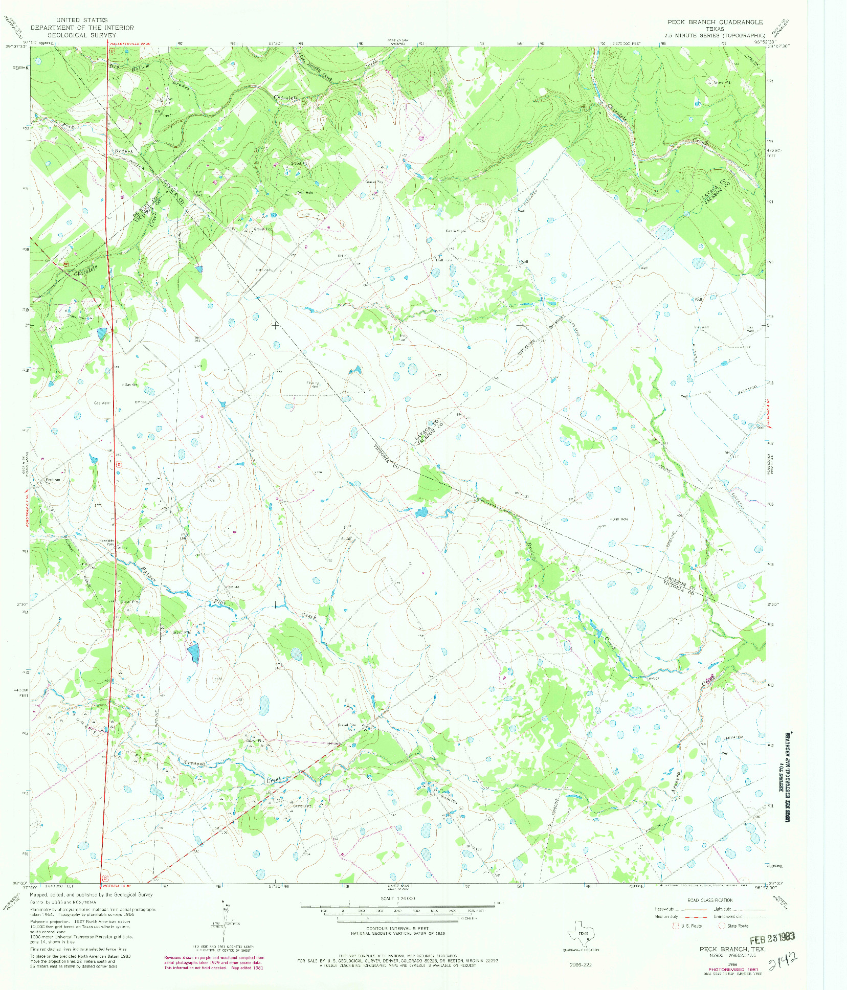 USGS 1:24000-SCALE QUADRANGLE FOR PECK BRANCH, TX 1966