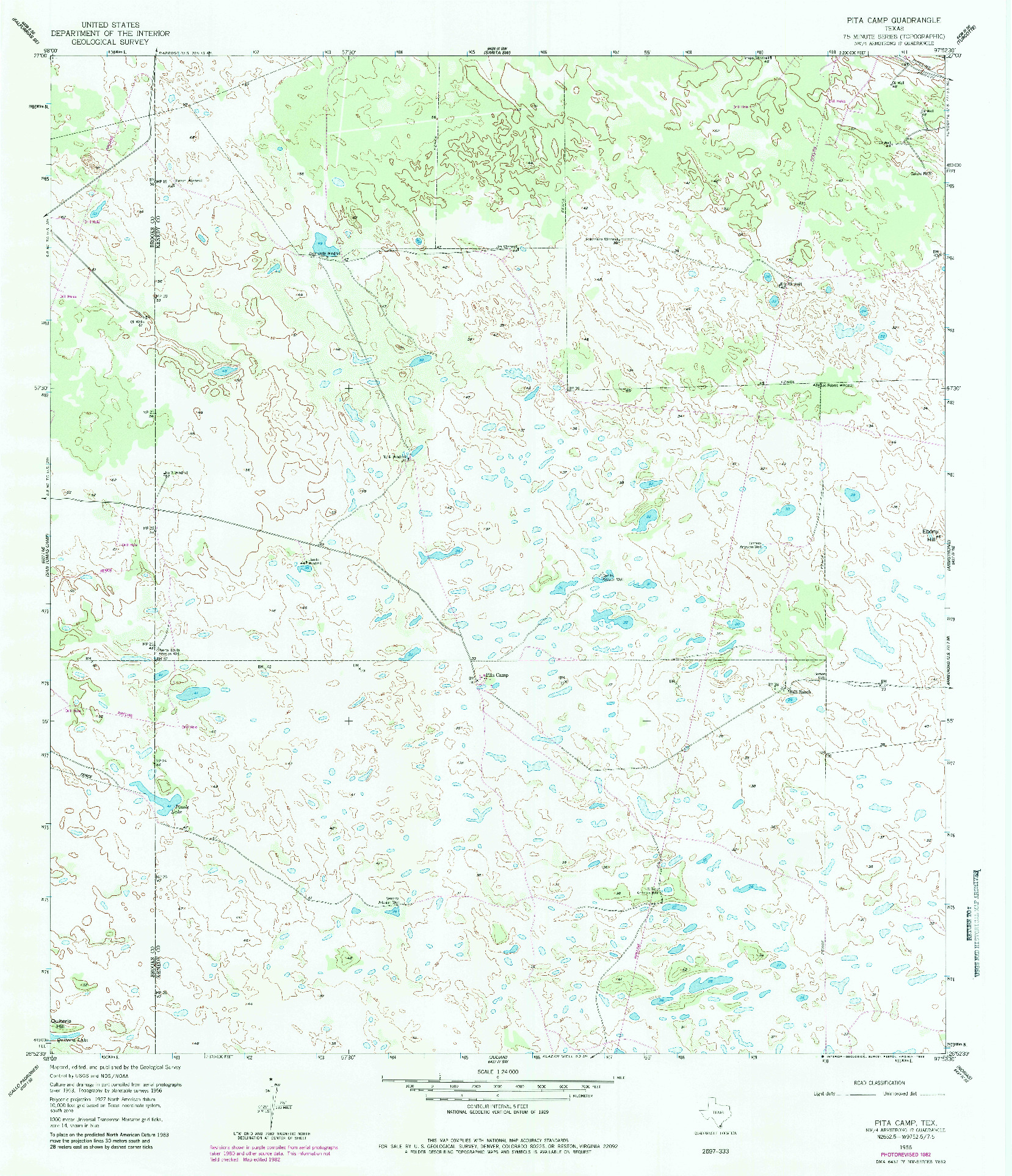 USGS 1:24000-SCALE QUADRANGLE FOR PITA CAMP, TX 1956