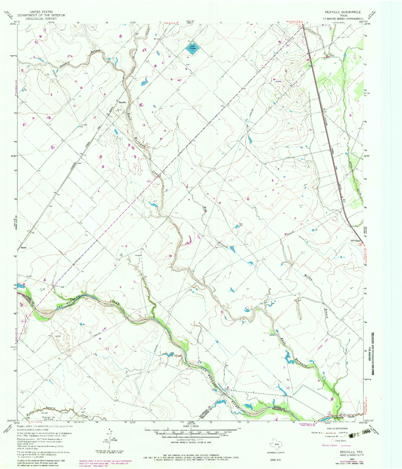 USGS 1:24000-SCALE QUADRANGLE FOR REXVILLE, TX 1960