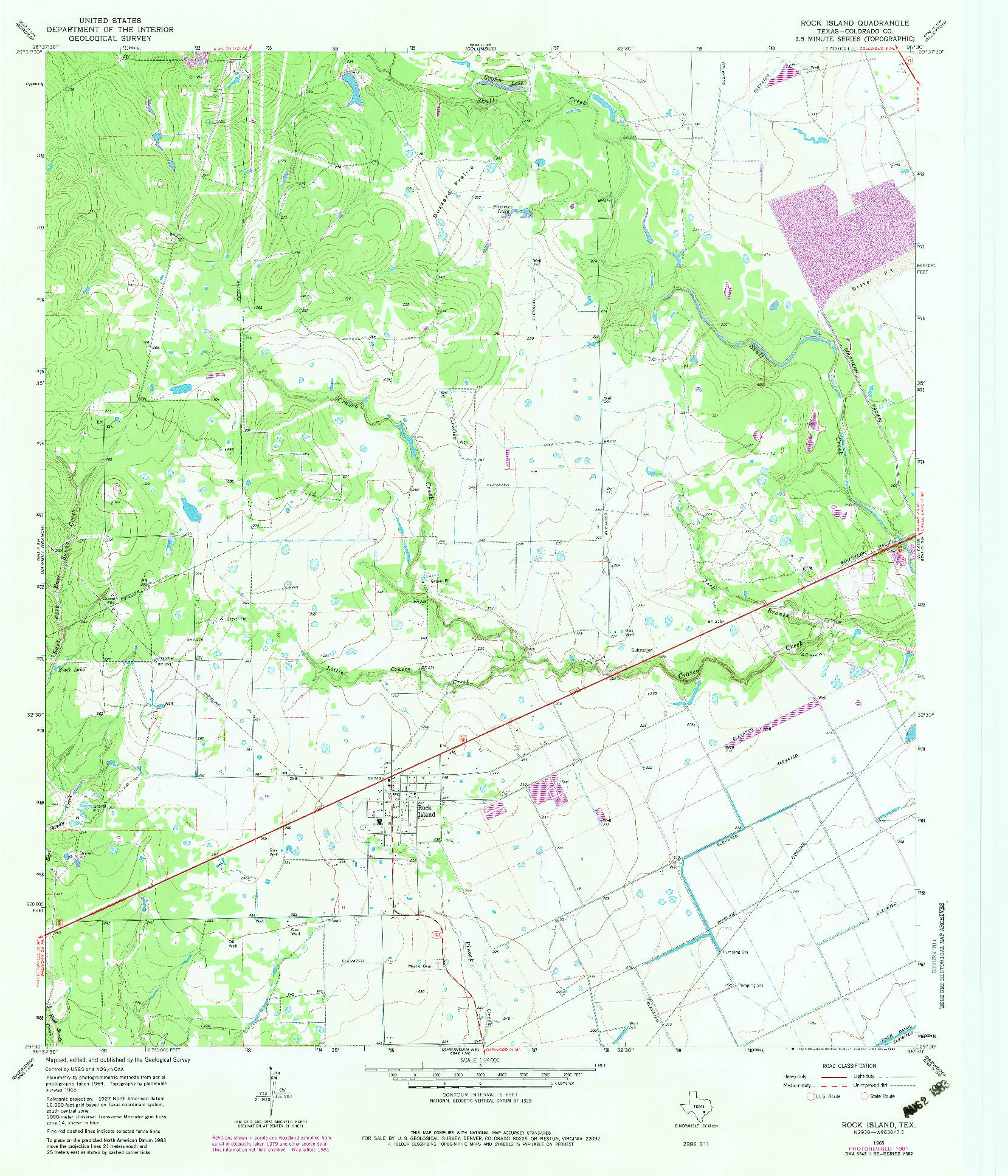 USGS 1:24000-SCALE QUADRANGLE FOR ROCK ISLAND, TX 1965